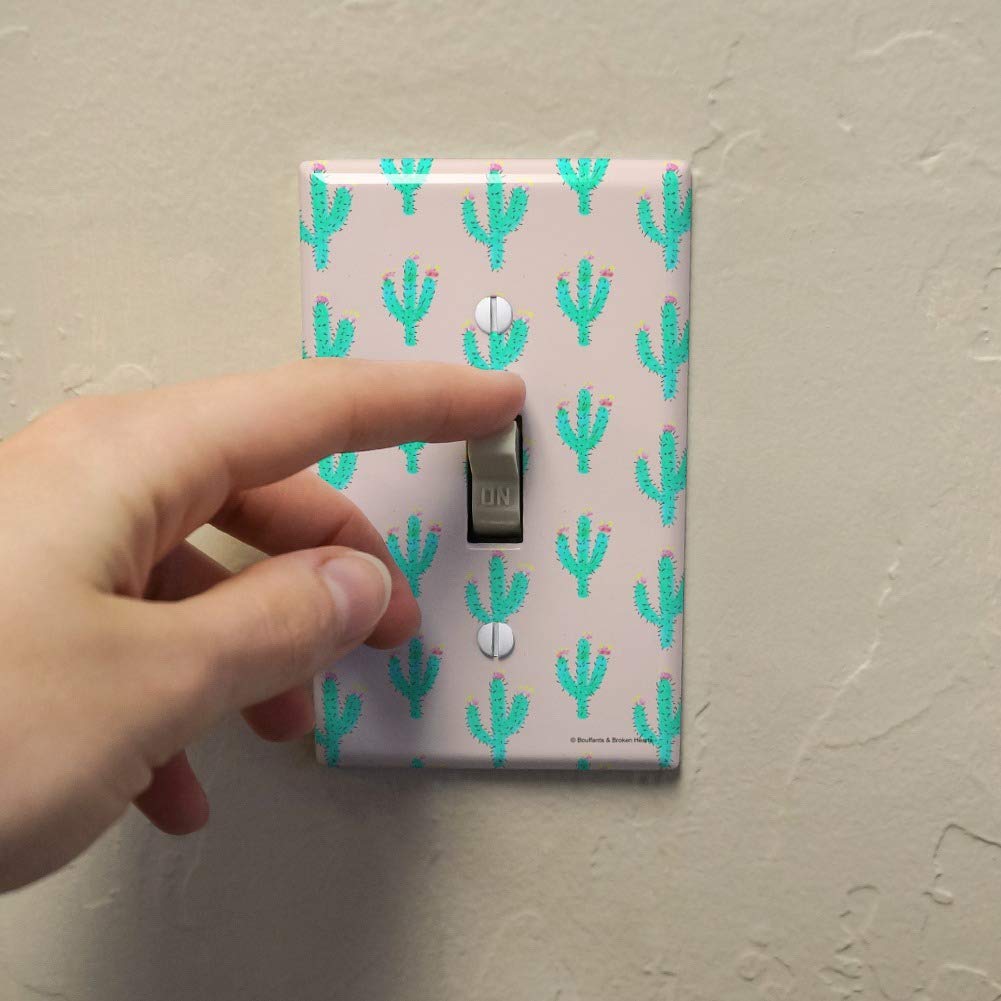 Cuddly Cactus Southwestern Saguaro Pattern Plastic Wall Decor Light Switch Cover - Southwestern Home Decor for Living Room, Bedroom & Office