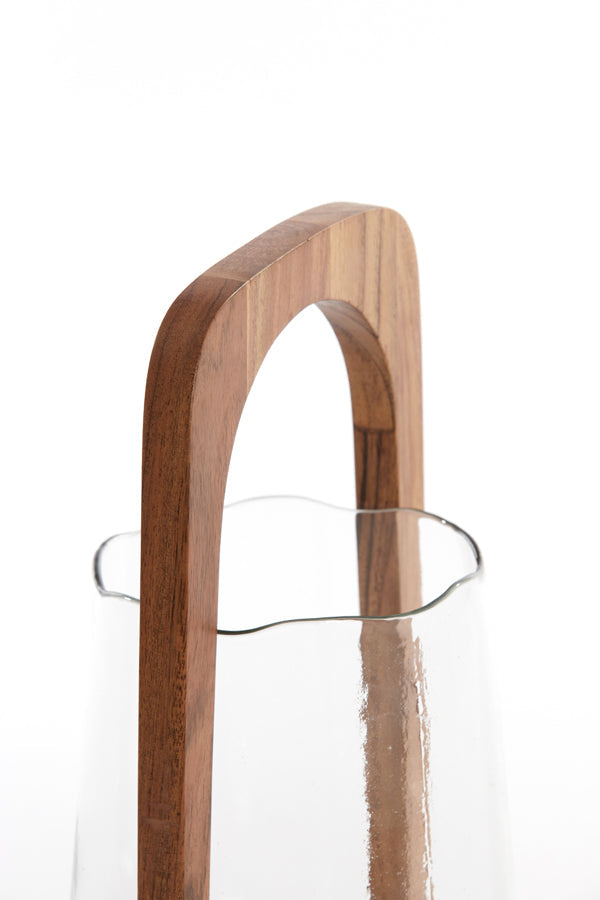 Anosy Small & Large Hurricane Candle Holder - Black, Natural Wood & Clear Glass Finish - Perfect for Home Decor, Wedding Centerpieces, and Romantic Ambiance