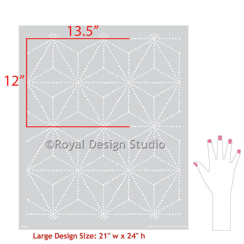 Japanese Shibori Wall Stencil - DIY Home Decor Stencil for Boho, Indigo Dye & Japanese Art Projects - Perfect for Bedroom, Living Room & Nursery Wall Painting