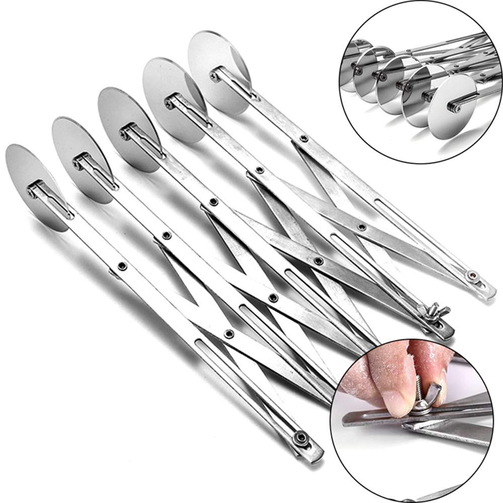 5-Wheel Stainless Steel Pastry Cutter & Pizza Slicer - Expandable Multi-Round Dough Divider for Baking, Cookies, Pies - Perfect for Home Kitchens & Professional Bakeries