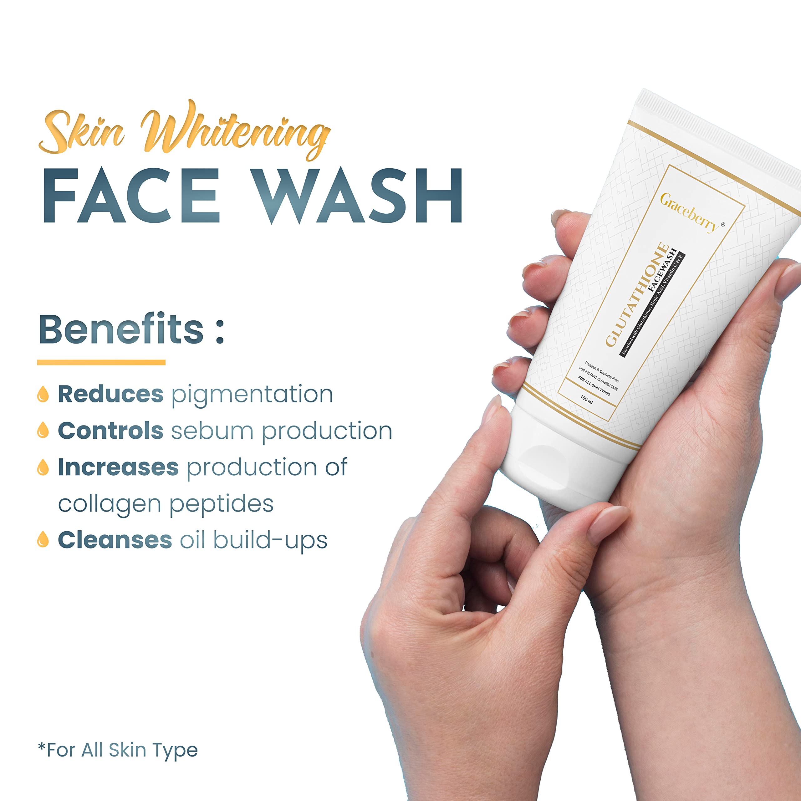 Glutathione Collagen Face Wash with Vitamin C - Gentle Pore Cleansing Foam for Hydration & Detox - Revitalizing Facial Cleanser for Men & Women (6.76 oz) | Perfect for Daily Skincare & Anti-Aging Routine