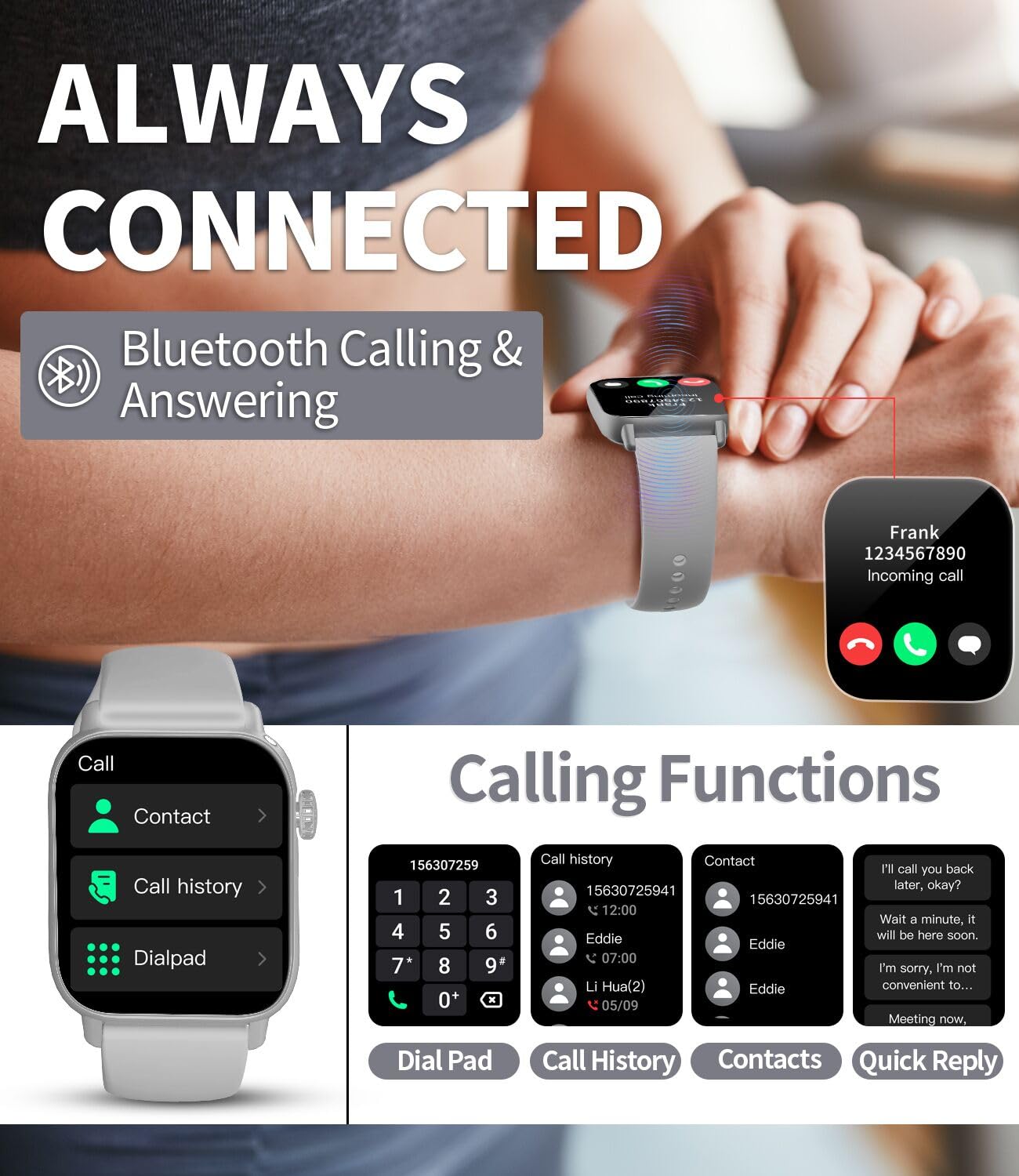 Smart Watch for Women - Fitness Tracker with 110+ Sport Modes, Bluetooth Calling, IP68 Waterproof, 1.85
