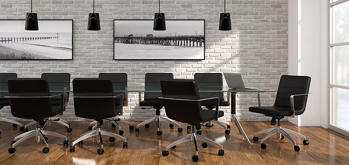 9 To 5 @nce Black Vinyl Conference Chair with Chrome Base & Fixed Arms - Ergonomic Office Chair for Meetings, Conference Rooms & Professional Workspaces