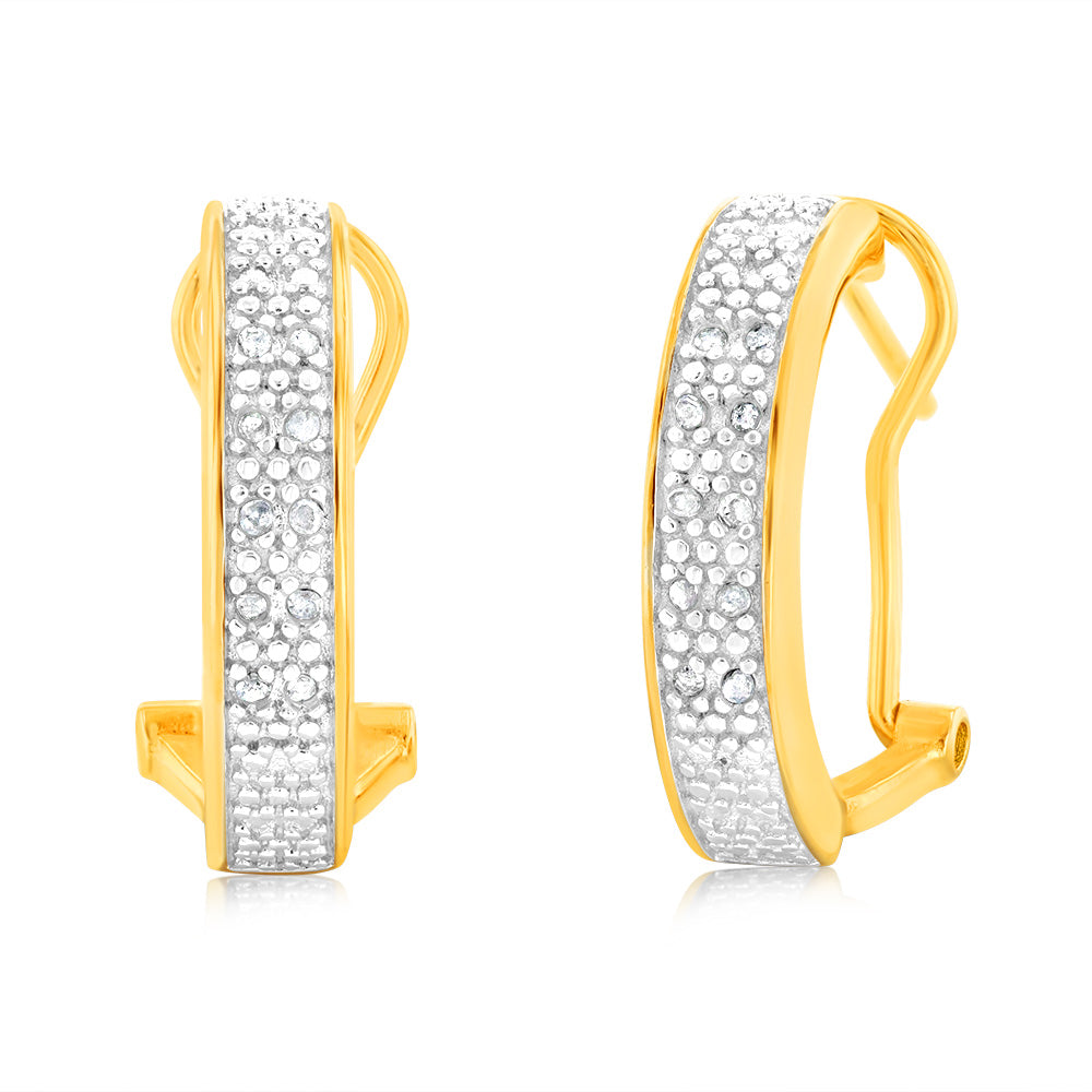 1/10 Carat Diamond Hoop Earrings - 14K Gold Plated Sterling Silver Dangle Earrings for Women | Perfect for Wedding, Party & Everyday Wear