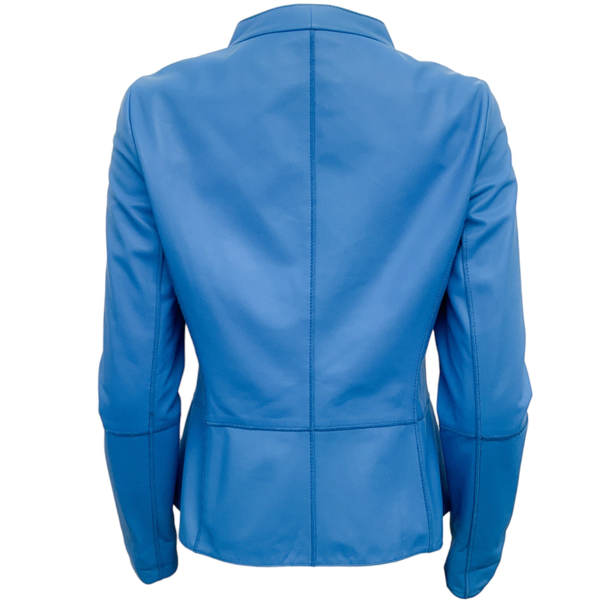 Lafayette 148 New York Genuine Blue Leather Jacket for Women - Stylish Outerwear for Fall & Winter Fashion, Office Wear & Night Out