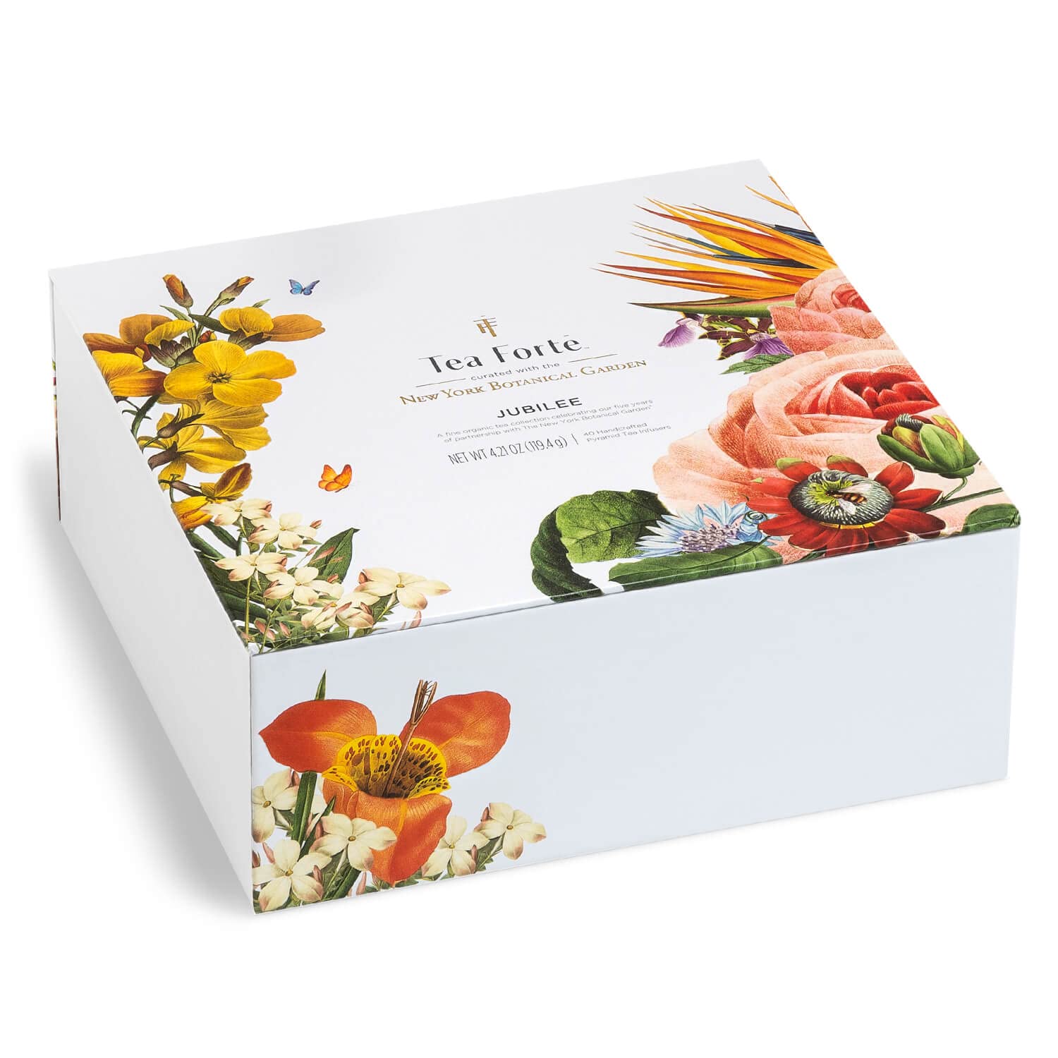 Tea Forte Jubilee Tea Chest - 40 Pyramid Tea Infusers Gift Set with Organic Loose Leaf Tea Variety | Perfect Tea Sampler for Holidays, Housewarming & Corporate Gifts