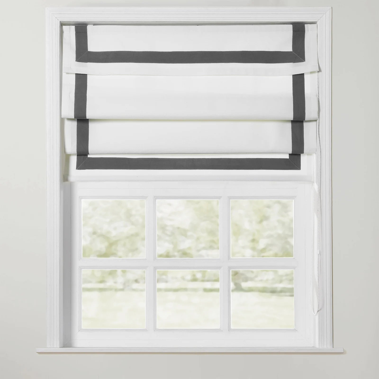 Tyrone Roman Shade with Border Cord Lift - Classic Window Treatment for Living Room & Bedroom - Blackout Fabric for Light Control & Privacy