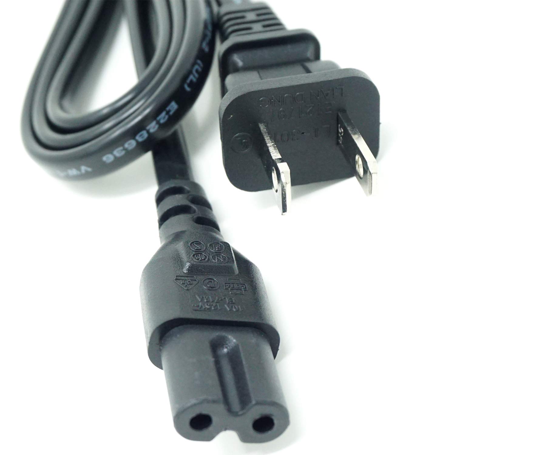 MaxLLTo 2 Prong AC Power Cord Replacement for Sony Bravia TV Models KDL-32R300B KDL-32R330B KDL-40R350B KDL-40R380B - 6 Feet Black Cable - Perfect for Home Theater Setup & TV Replacement