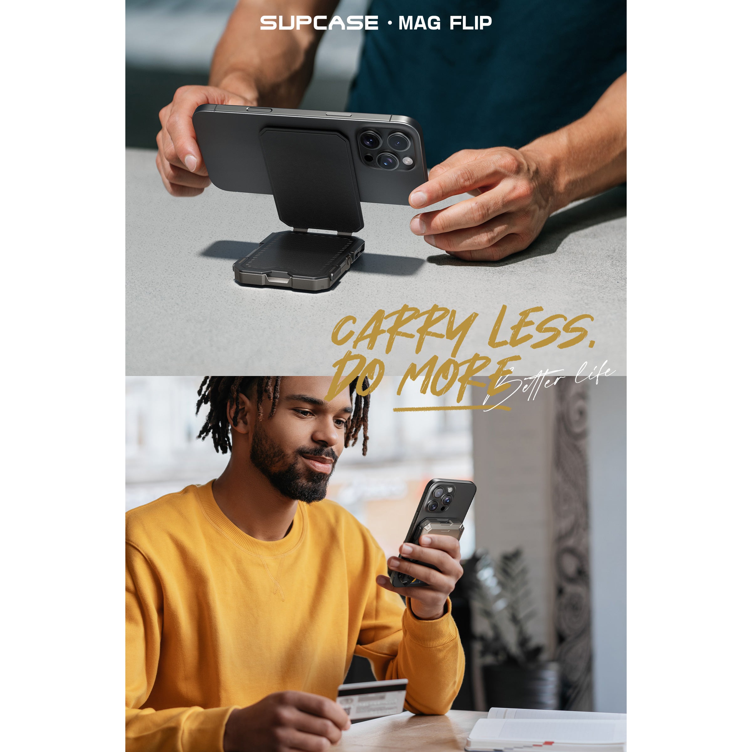MagFlip Magnetic Wallet with Stand - Premium Black RFID Blocking Minimalist Wallet for Men & Women | Perfect for Travel, Business & Everyday Use
