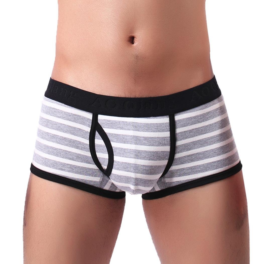 Men's Sexy Soft Cotton Breathable Striped Boxer Briefs - Comfortable Underwear for Daily Wear & Gym Workouts | Clearance Sale