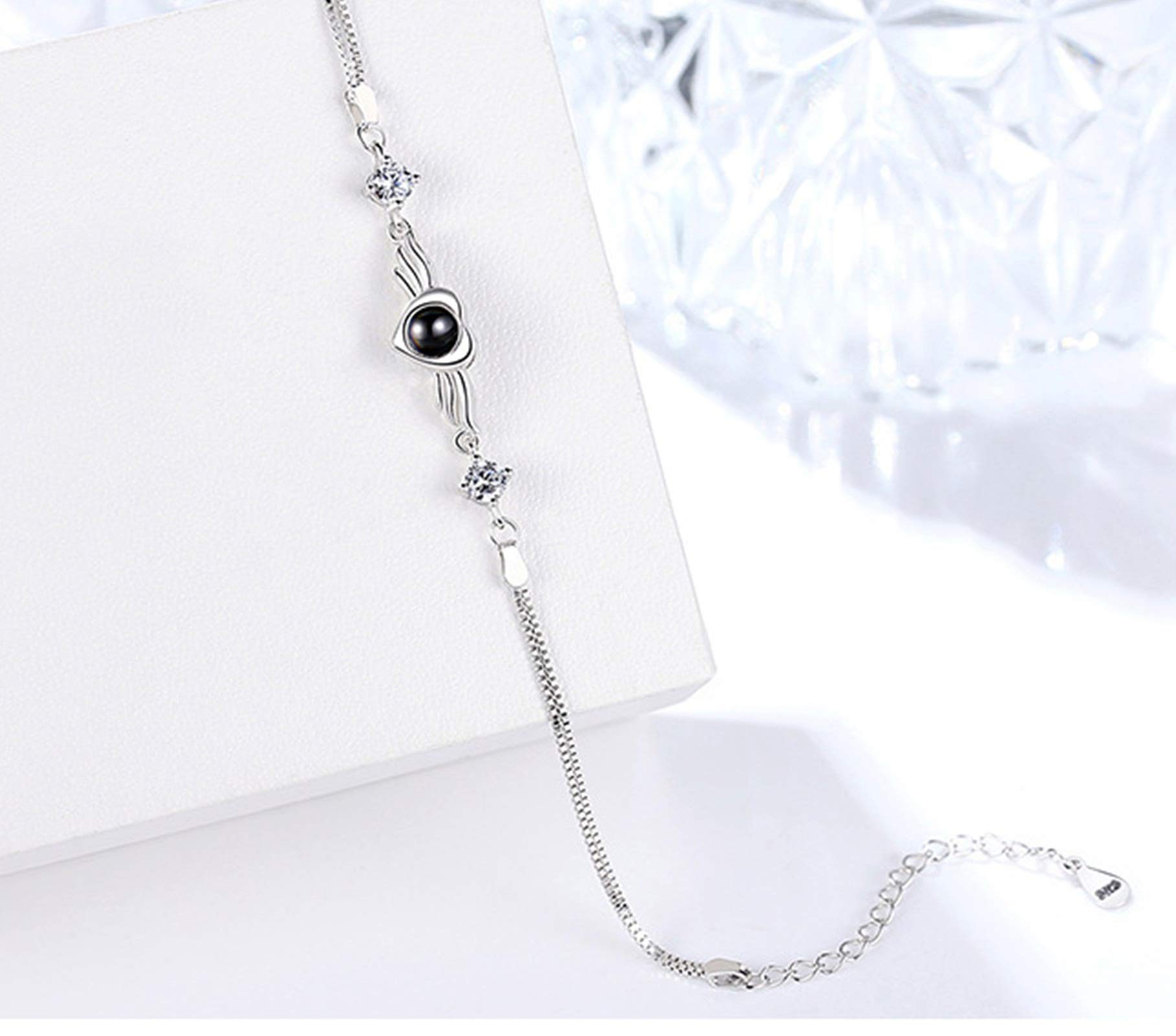 KnSam Silver Wing Heart Bracelet - 'I Love You' in 100 Languages - Romantic Birthday Gift for Women, Girlfriend, Wife | Perfect for Anniversaries, Valentine's Day & Special Occasions