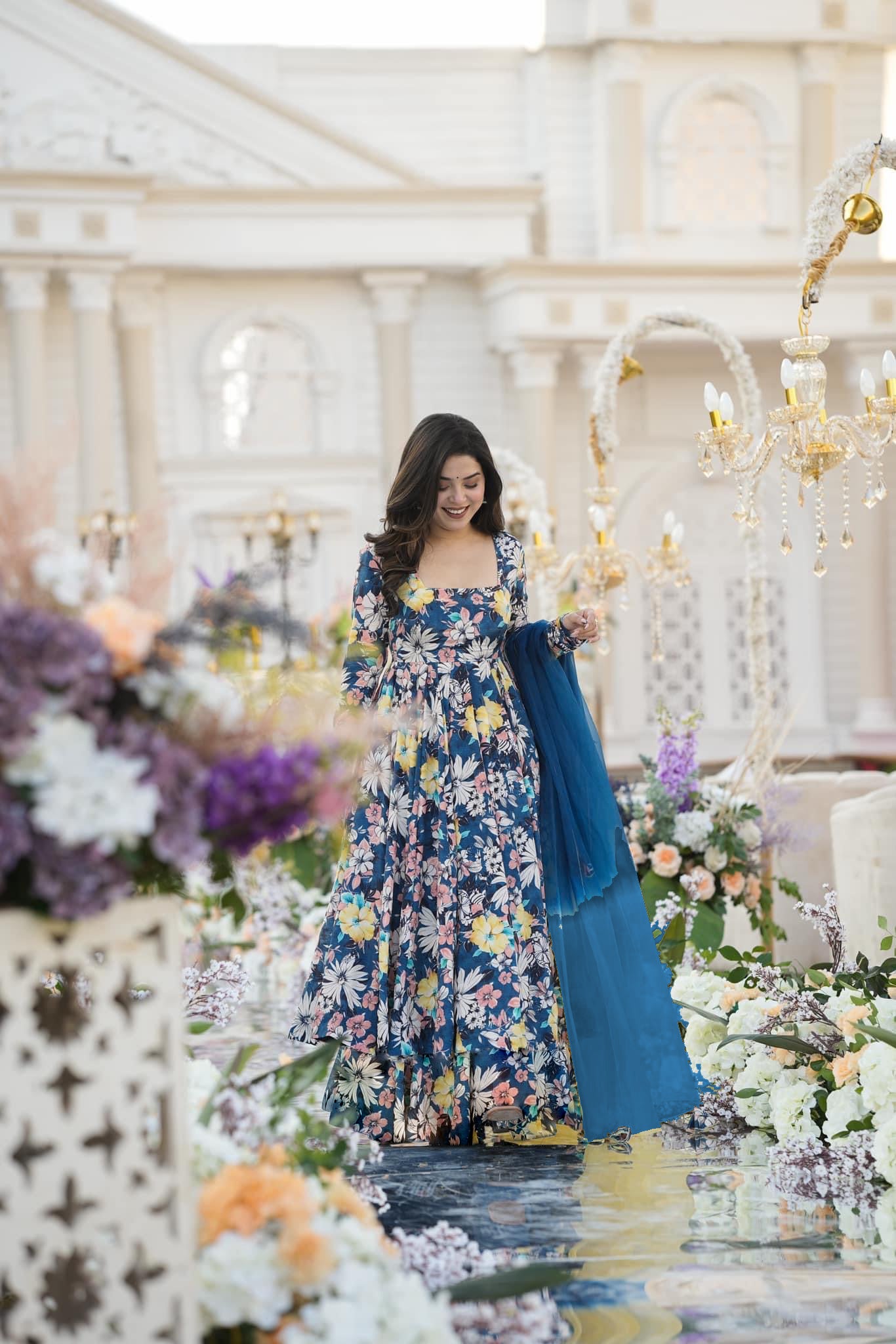 Stylish Blue Digital Printed Palazzo Suit Set - Designer Ready-to-Wear Outfit for Women | Perfect for Parties, Weddings & Festive Occasions