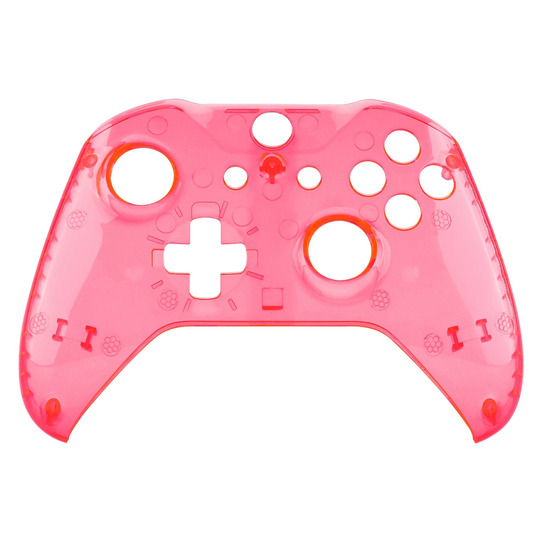 eXtremeRate Transparent Crystal Clear Pink Replacement Front Housing Shell for Xbox One X & S Controller (Model 1708) - Customize Your Gaming Setup for Enhanced Aesthetics & Comfort