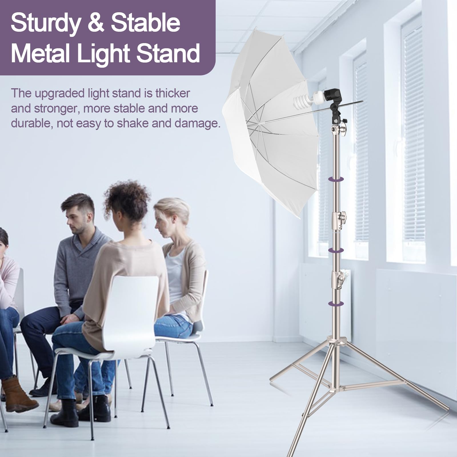 EMART 9.2ft/2.8m Professional Stainless Steel Light Stand with Spring Cushion - Heavy Duty Photography Tripod with 1/4