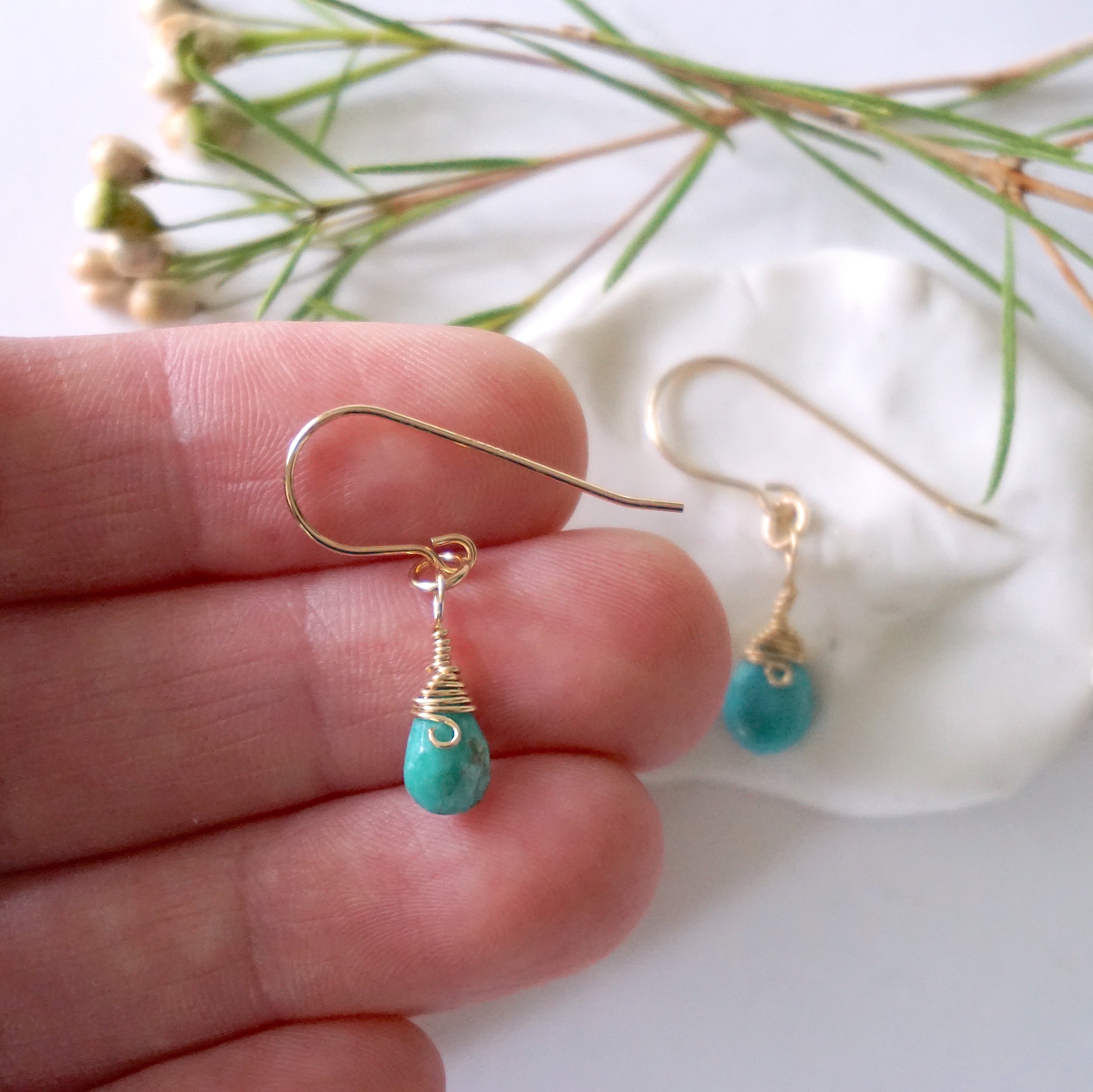 Turquoise Teardrop Earrings - 14k Gold Filled Dangle Earrings for Women | Boho Chic Jewelry for Everyday Wear & Special Occasions