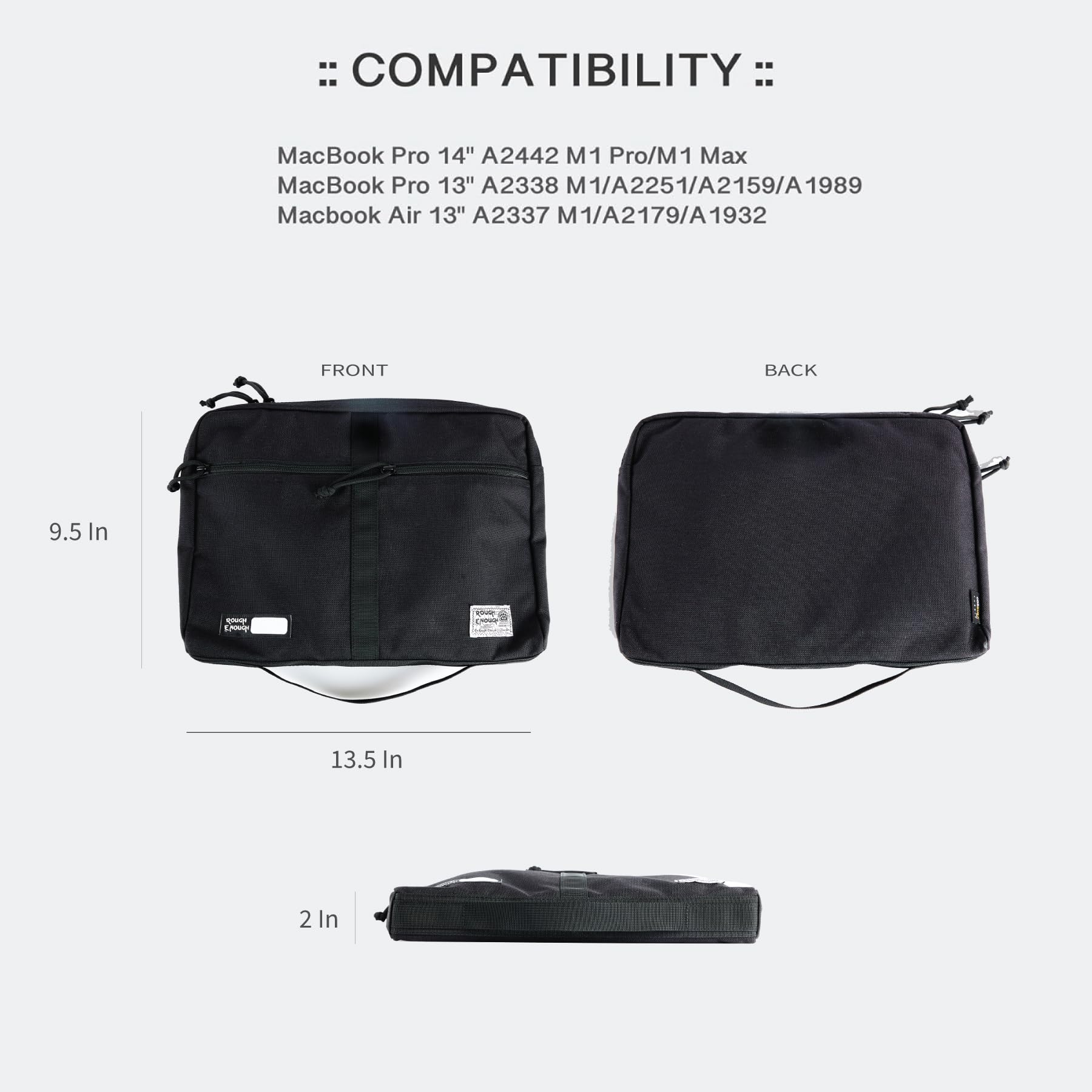 13-14 Inch Laptop Sleeve Case with Zipper & Accessory Pocket - Durable Cordura Fabric for Notebook Computers (Black) - Perfect for Work, School & Travel Protection
