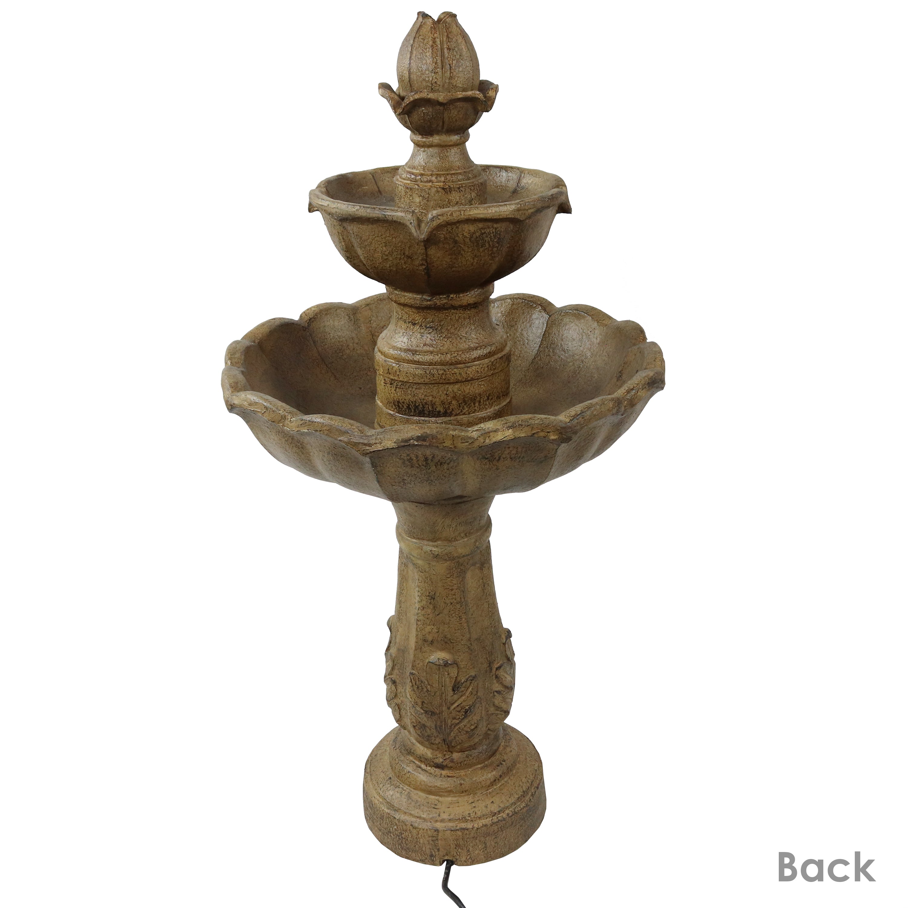 Sunnydaze Blooming Flower 2 Tier Outdoor Water Fountain - 38 Inch Tall Garden Decor for Patio, Yard & Backyard | Relaxing Water Feature for Outdoor Spaces