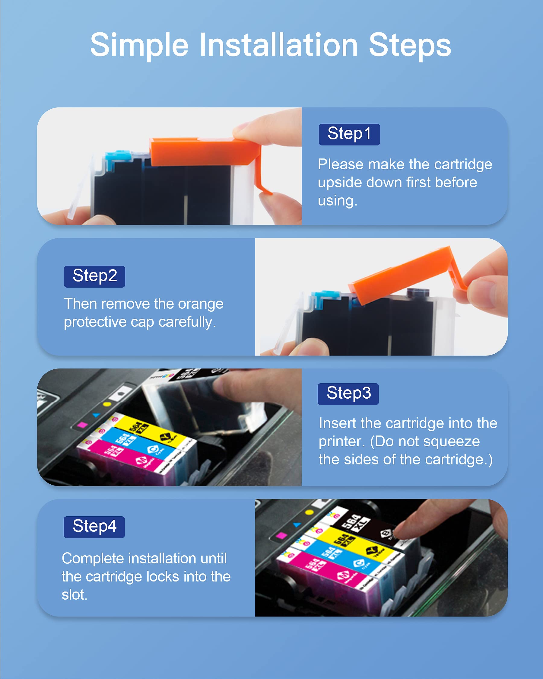 GPC High-Quality Compatible Ink Cartridge Replacement for HP 564XL (10-Pack) - Works with DeskJet 3520/3522, Officejet 4620, Photosmart 5520/6510/6520/7520/7525 Printers - Black, Cyan, Magenta, Yellow - Perfect for Home Office Printing & School Projects
