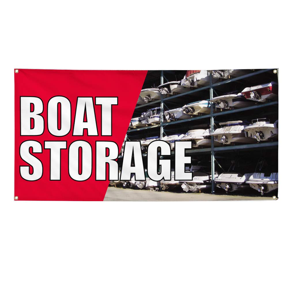 Custom Vinyl Banner 48x96 Inches - Heavy Duty Weatherproof Boat Storage & Outdoor Advertising Sign with 8 Grommets for Business, Industrial Yard & Event Use