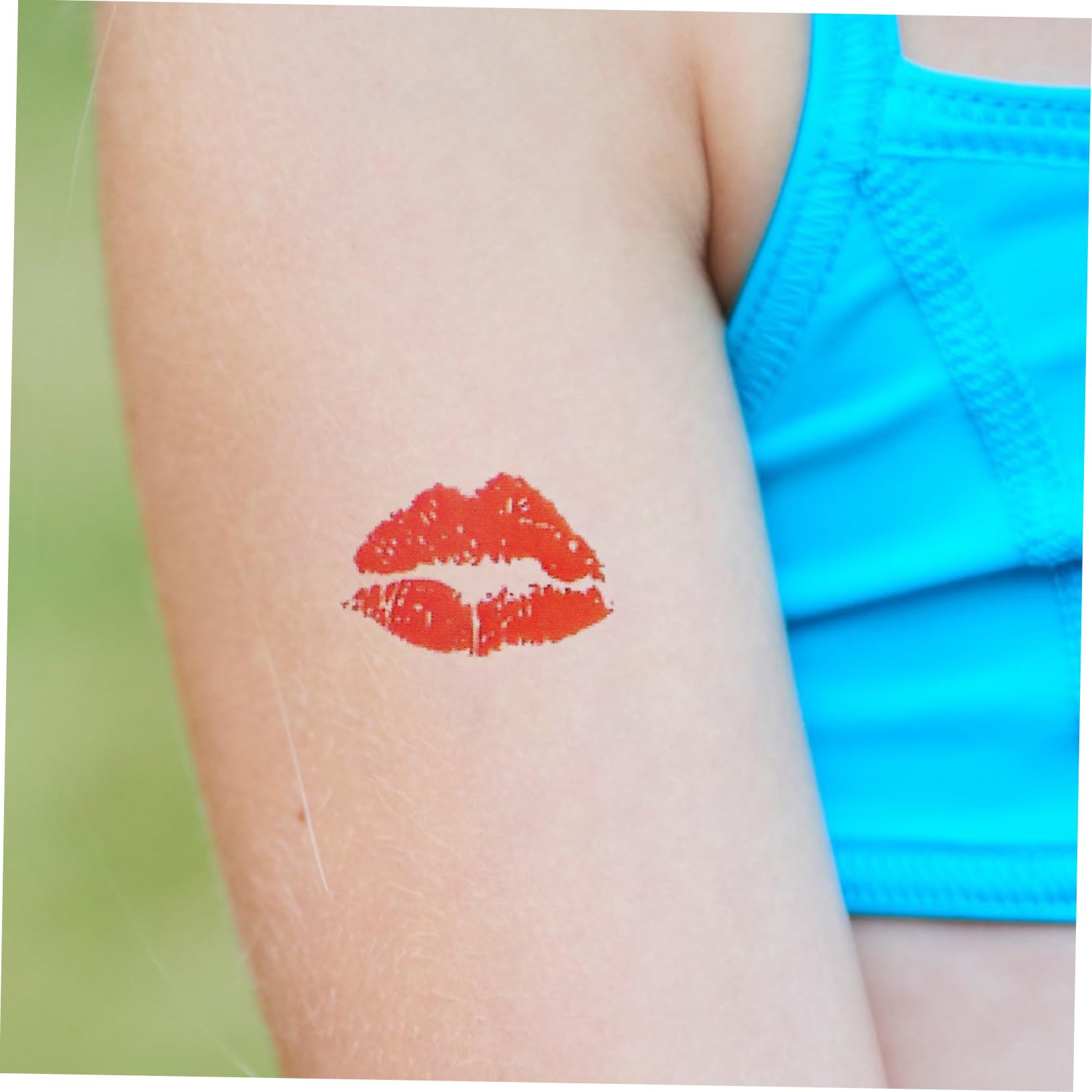 6pcs Waterproof Lip Stickers - Red Kisses Temporary Tattoos for Face & Body | Self-Adhesive Perforated Design | Perfect for Parties, Halloween & Festive Makeup Looks