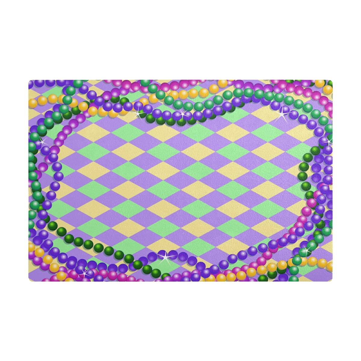 Colorful Mardi Gras Beads Dish Drying Mat - Super Absorbent Kitchen Counter Drying Pad for Dishes, Cups & Utensils - Non-Slip Draining Bar Mat (17.7x11.8 Inches) - Perfect for Parties, Daily Kitchen Use & Dish Drainage