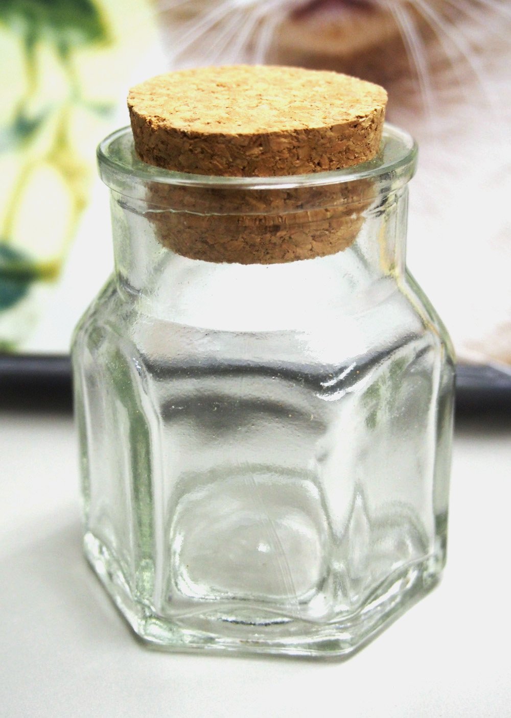 Mini Glass Favor Corked Jar Bottles - 12 Pack Hexagon Bottles (3 Inch) - Perfect for Wedding Favors, Party Decorations, DIY Crafts and Gift Packaging