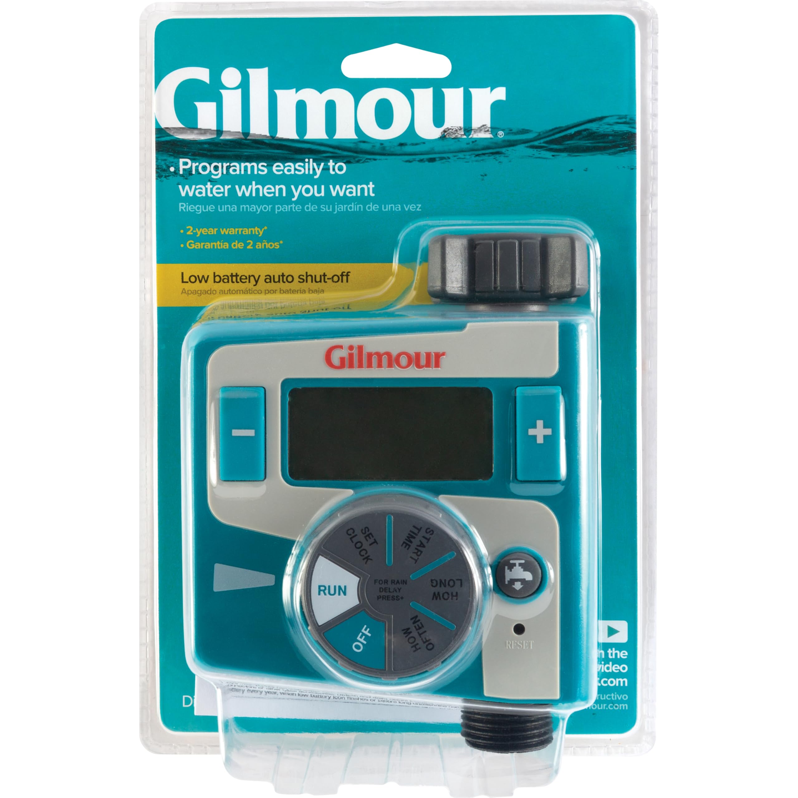 Gilmour Single Outlet Electronic Water Timer for Garden Hose - Automatic Irrigation Timer for Sprinklers, Drip Lines & Outdoor Plants | Perfect for Lawn, Garden & Landscape Watering (Blue)