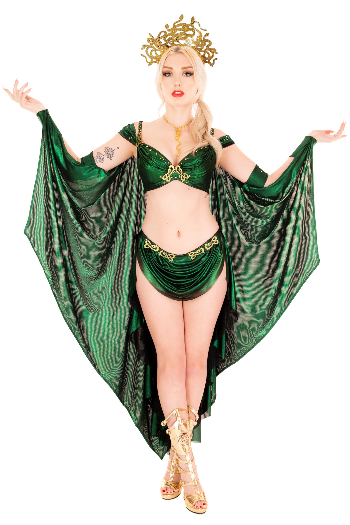 Medusa Bra with Detachable Cape & Cuffs - Gothic Lingerie Set for Cosplay, Halloween Costume & Fantasy Fashion