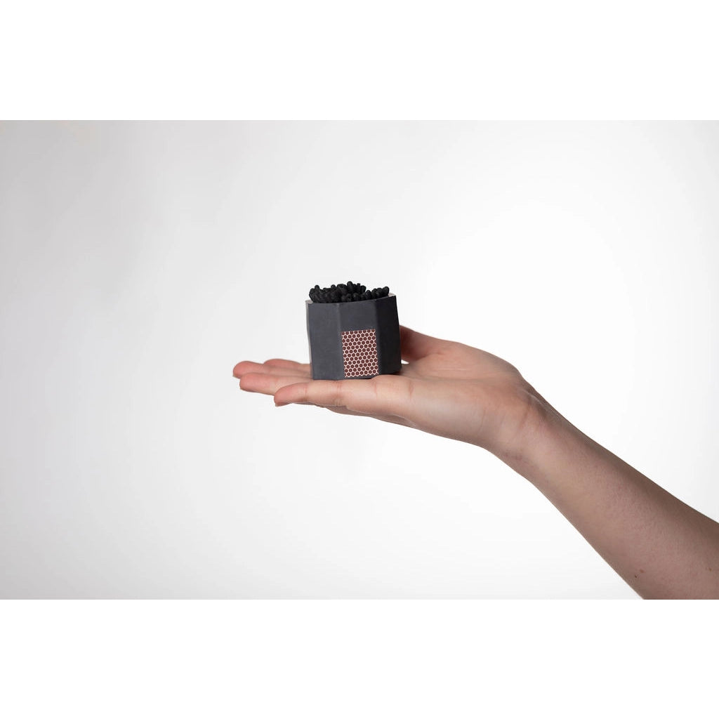 Premium Black Match Holder with Striker - All Black Matches Included - Perfect for Camping, Fireplaces, and Outdoor Adventures