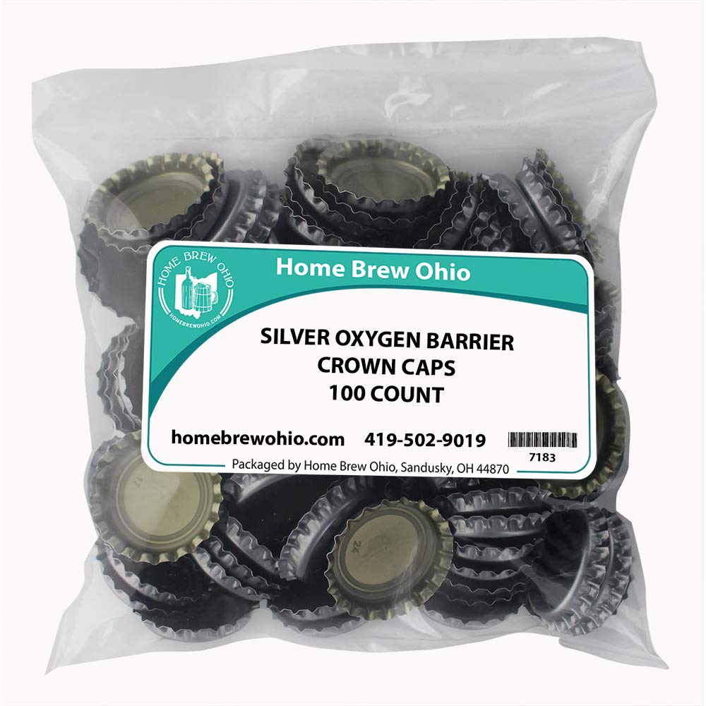 Ohio Silver Crown Caps - 100ct for Home Brewing & Bottling Beer