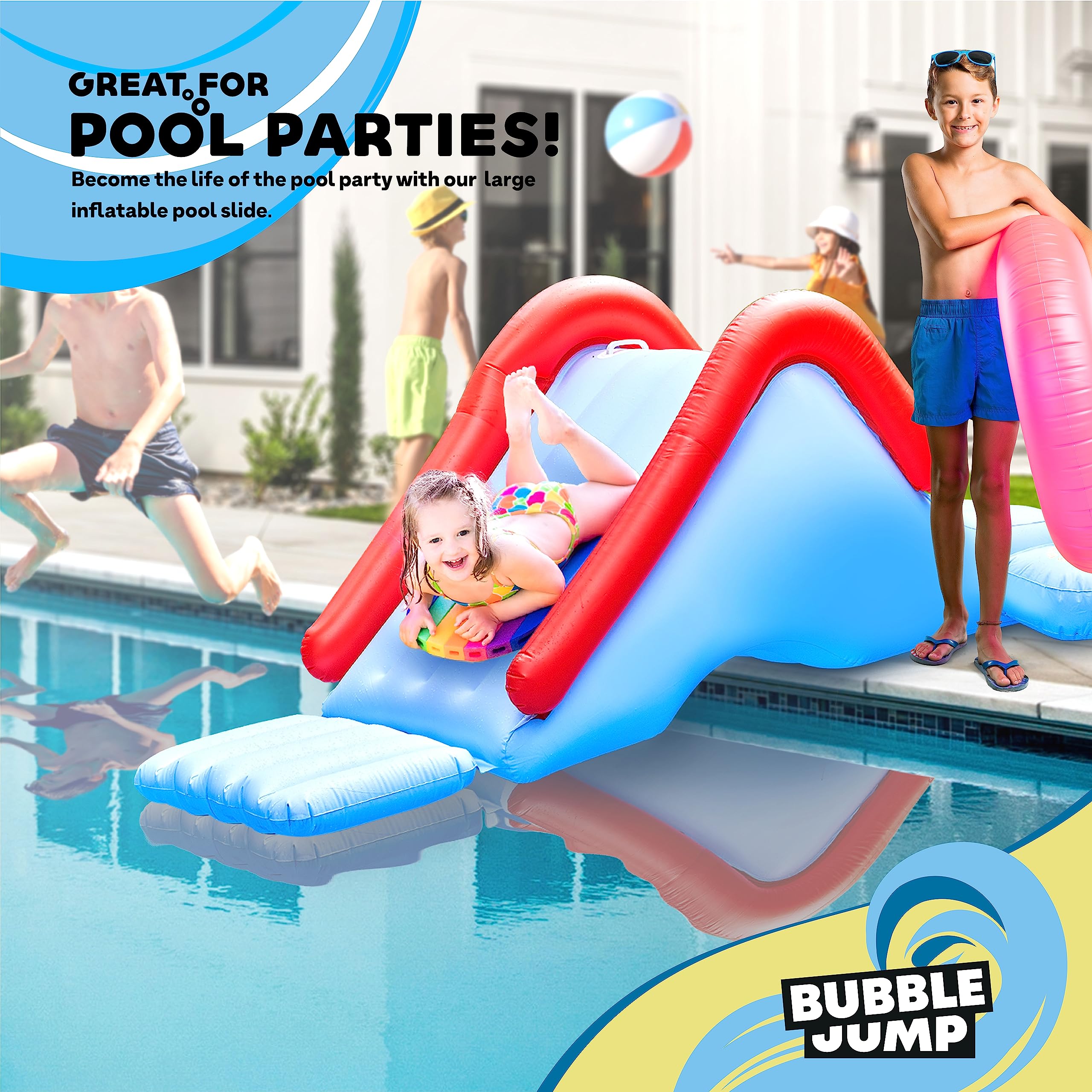 Best Inflatable Pool Slide for Inground Pools - Adjustable Sprayers & Weighted Water Base for Stability - Fun Water Slides for Adults & Kids Ages 7+ - Perfect for Backyard Parties, Summer Fun & Family Gatherings - By Bubble Jump