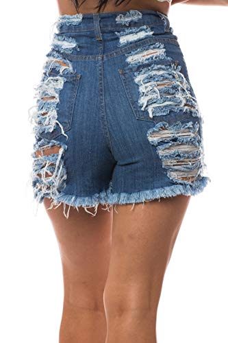 Aphrodite Women's Ripped Denim Shorts - High Waisted Distressed Destroyed Jeans Short Pants for Summer Casual Wear, Beach Outfits and Street Style Fashion