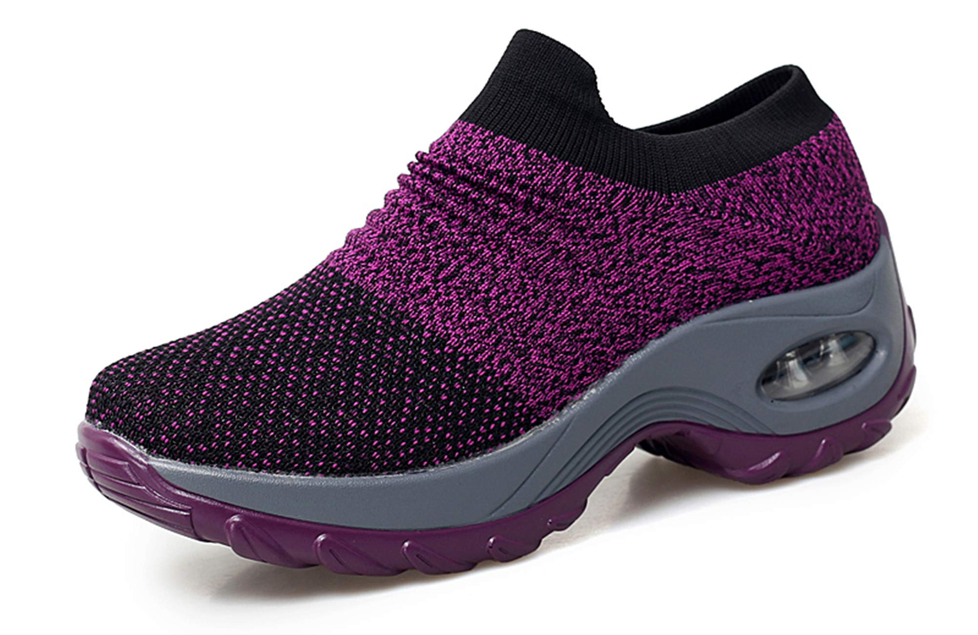 UNN Women's Slip-On Walking Shoes - Breathable Mesh Sneakers with Air Cushion & Non-Slip Sole - Comfortable Platform Loafers for Walking, Travel, and Casual Wear