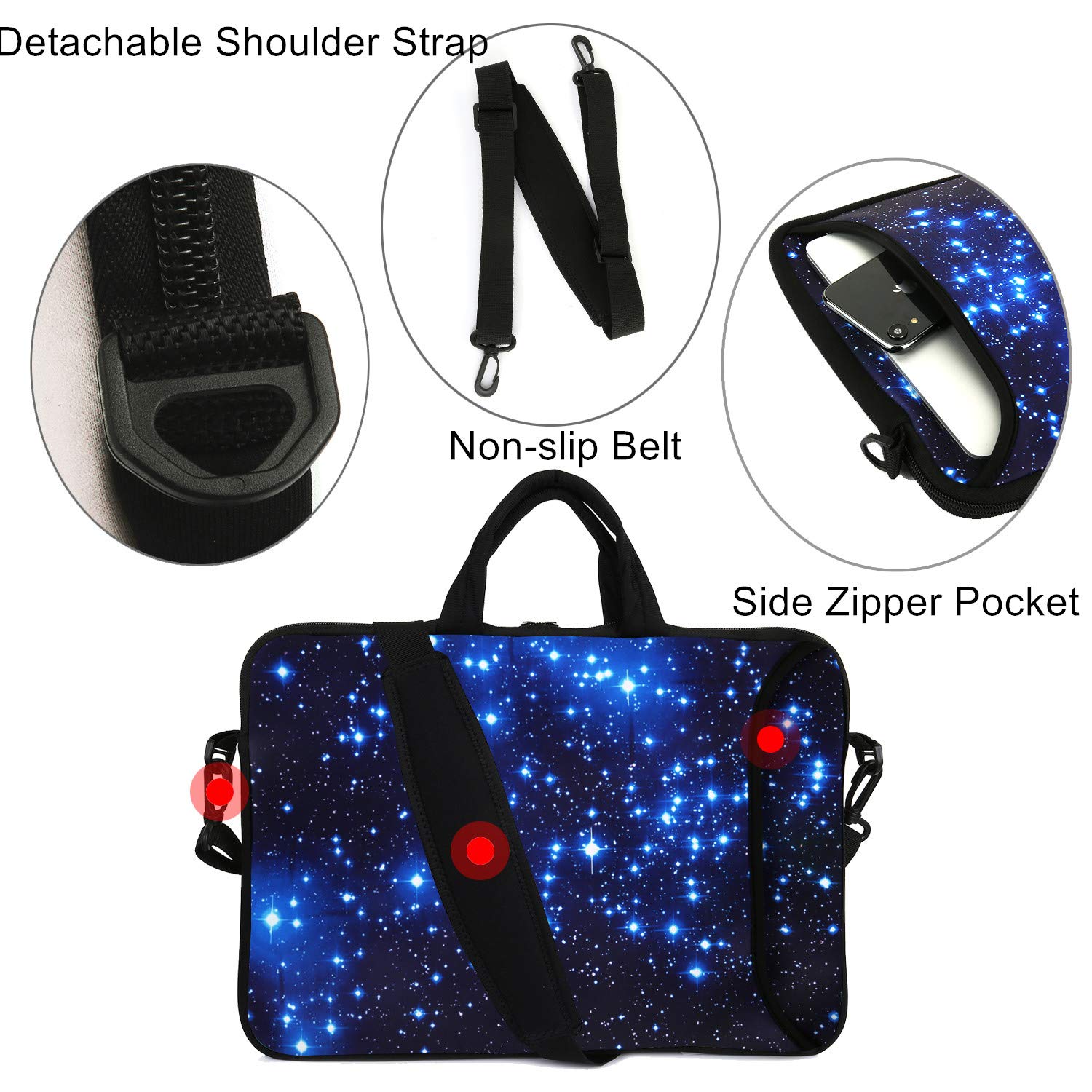 Violet Mist 14-15.6 Inch Waterproof Neoprene Laptop Shoulder Bag with Zipper - Protective Messenger Case for MacBook, Tablet & Computer - Perfect for Work, Travel & School