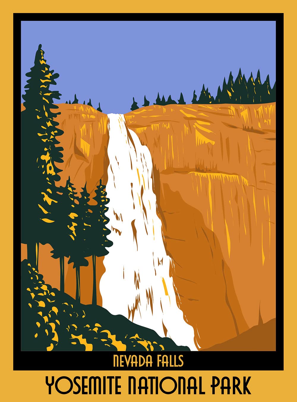 Yosemite National Park Nevada Falls Poster Sticker - 3x4 Inch RV Travel Decal for Cars, Trucks, Laptops & Coolers | Perfect for Outdoor Enthusiasts & National Park Lovers
