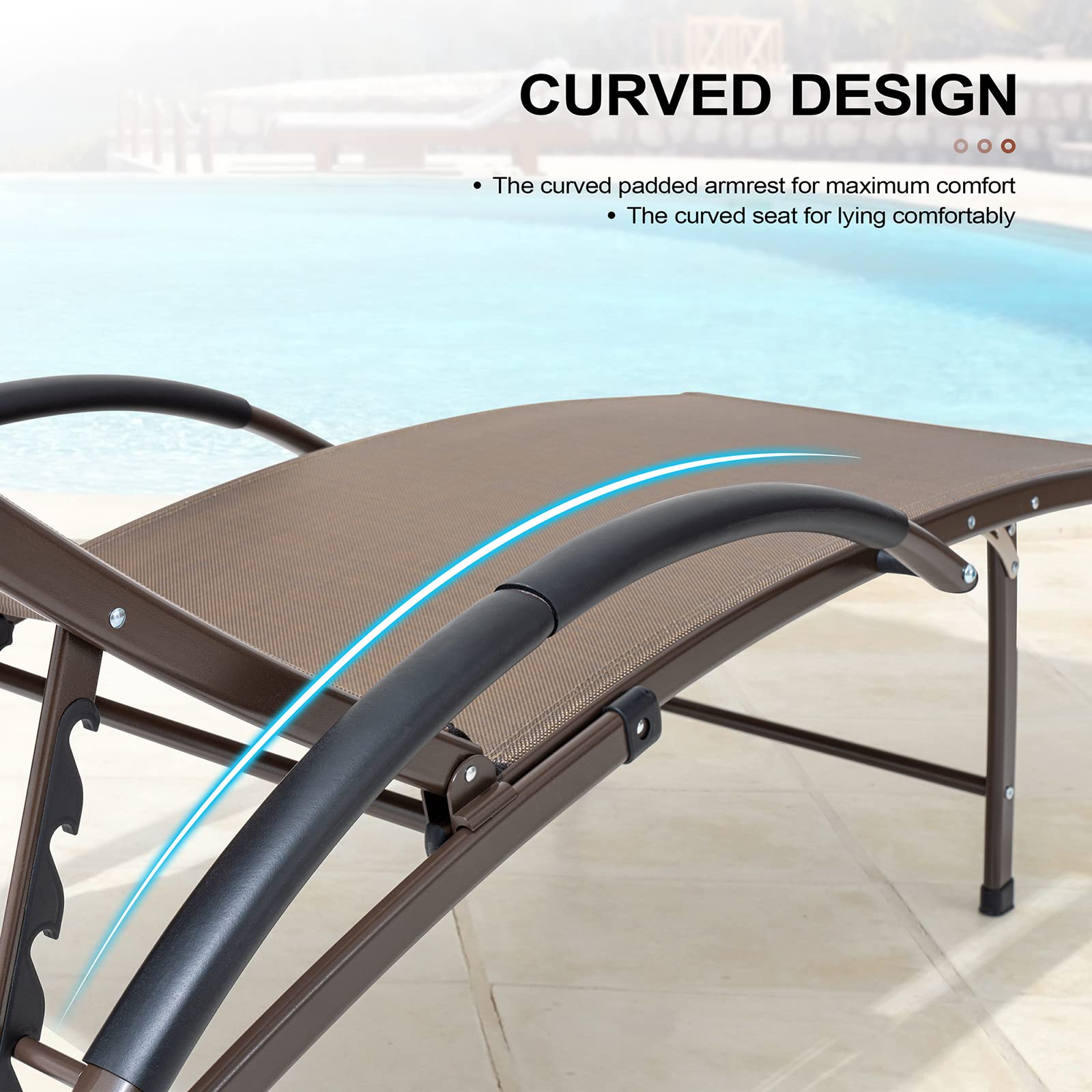 2PCS Aluminum Chaise Lounge Chairs with Side Table - Adjustable 5-Position Recliner for Outdoor, Beach, Patio, Pool & Yard - Lightweight & Durable Sunbathing Chairs for Lawn, Garden & Backyard Relaxation