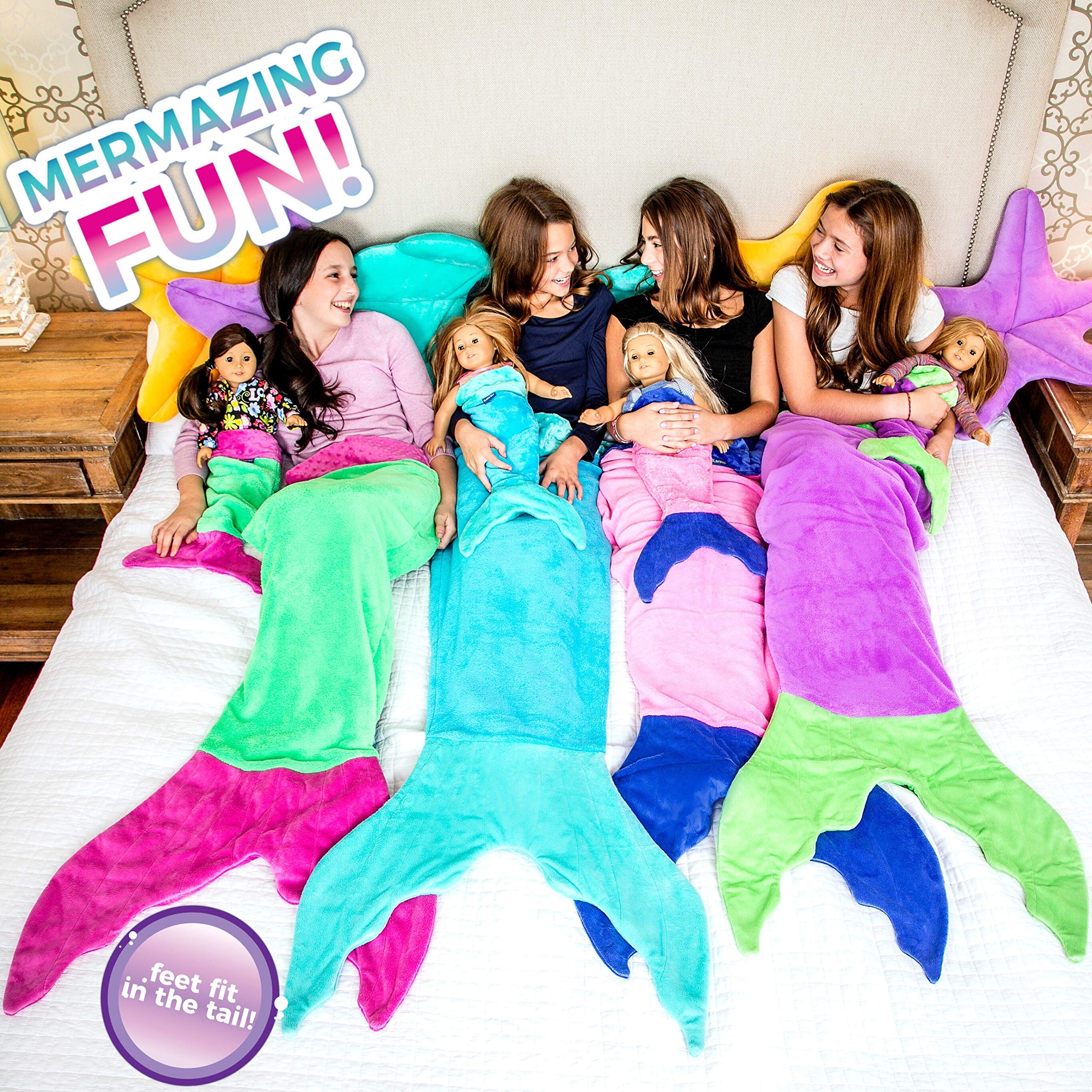 Blankie Tails Mermaid Blanket - Soft Double Sided Minky Fleece Wearable Blanket for Adults & Kids | Cozy Gift for Bed, Sofa & Movie Nights