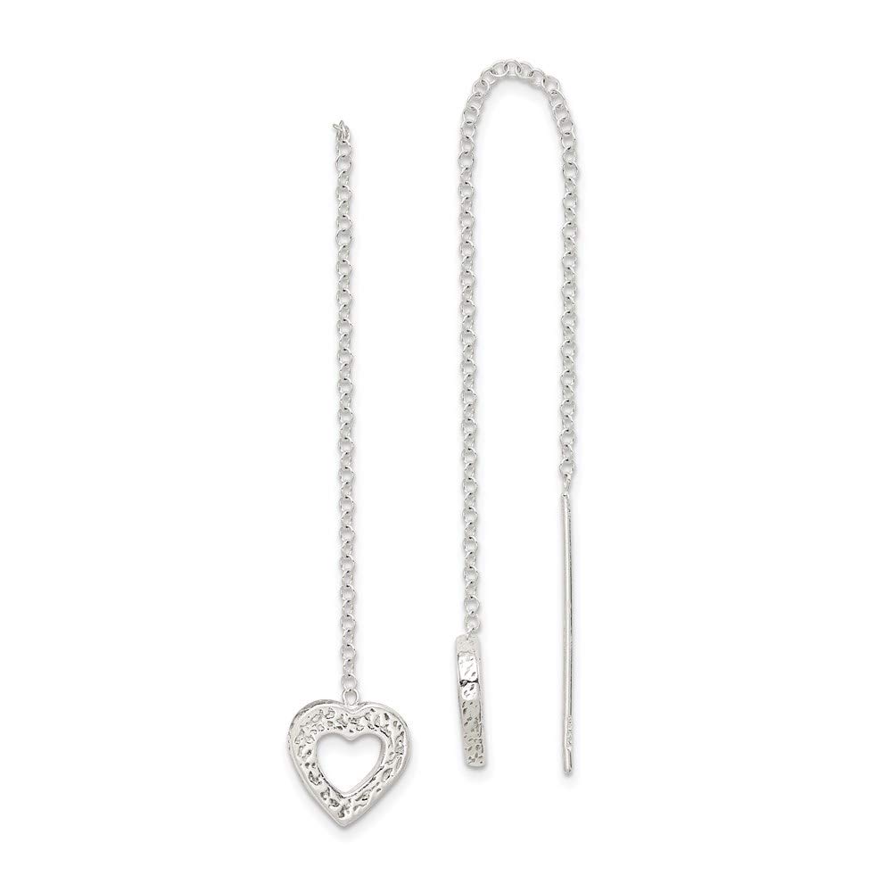925 Sterling Silver Hammered Heart Threader Earrings for Women - Dainty Boho Jewelry Gift for Her - Perfect for Date Night & Special Occasions