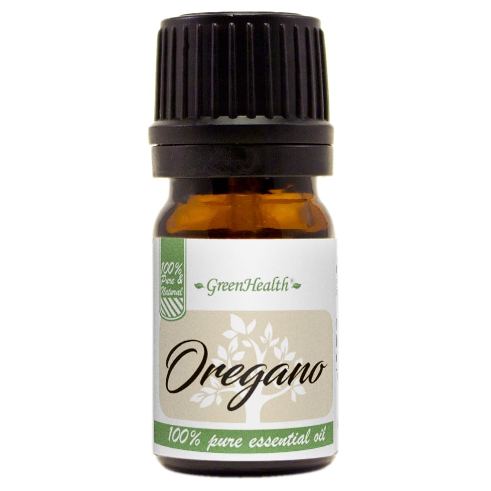 100% Pure Oregano Essential Oil - 5ml (1/6 fl oz) Glass Bottle - Natural Aromatherapy Oil for Diffusers, Massage & DIY Skincare - GreenHealth Brand - Perfect for Home Spa, Stress Relief & Immune Support