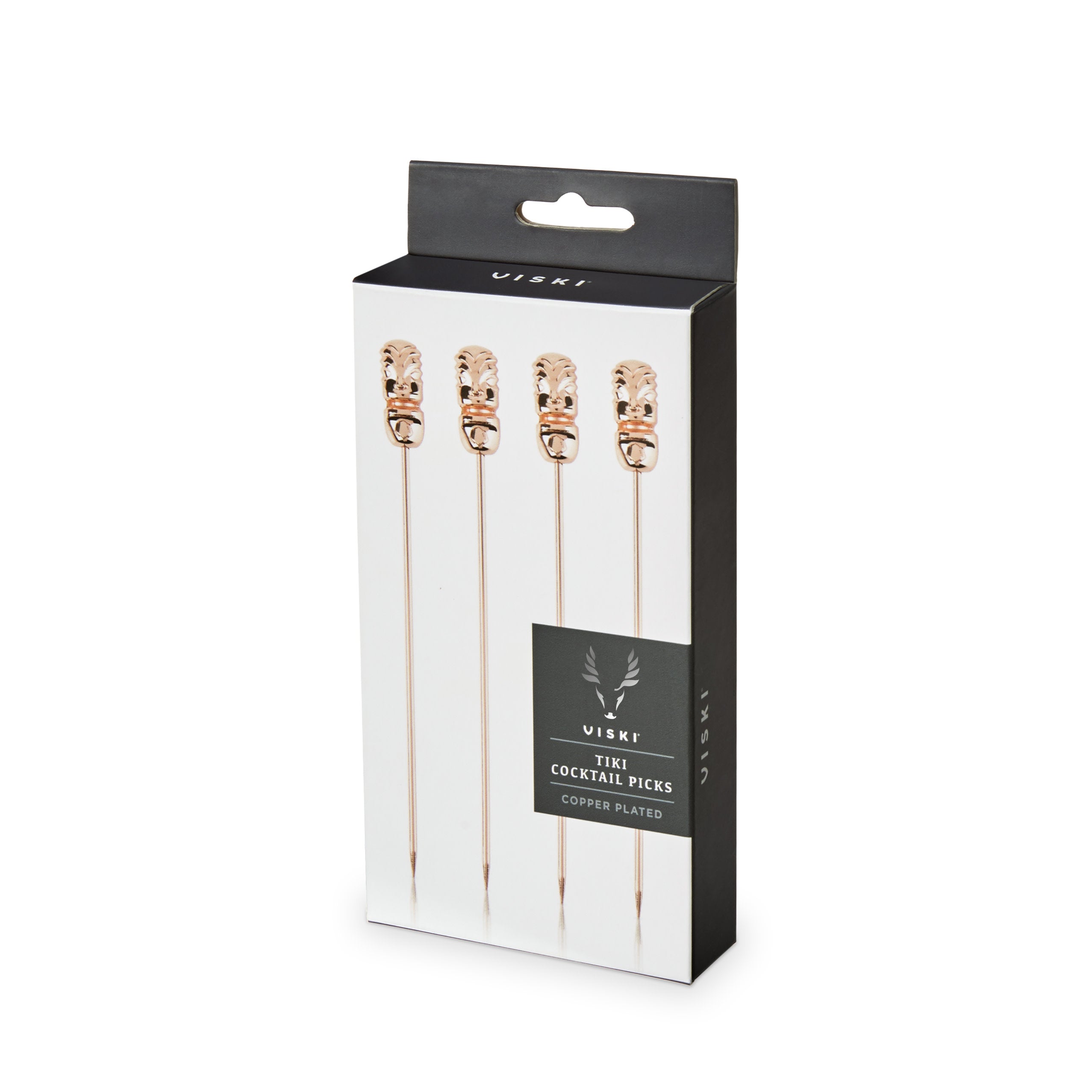 Premium Copper Tiki Cocktail Picks Set of 4 - Hawaiian Themed Drink Stirrers for Tropical Cocktails, Party Decor & Home Bar Accessories - Perfect for Luau Parties, Summer BBQs & Beach Themed Events