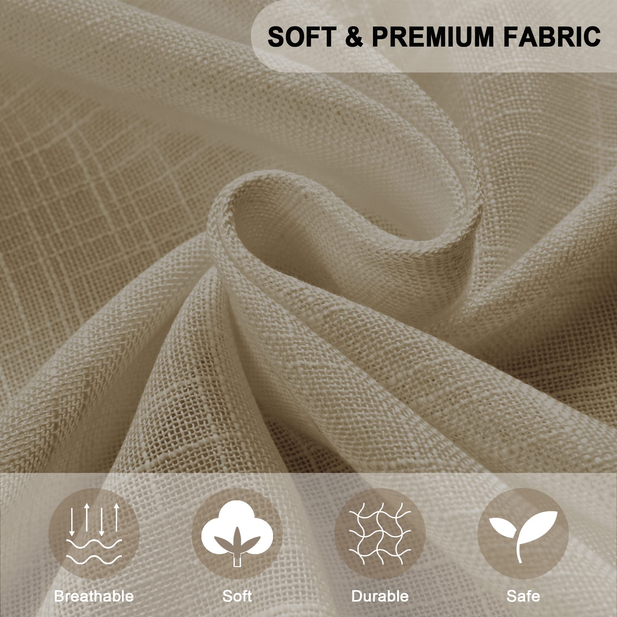 Kinryb Taupe Semi-Sheer Faux Linen Curtains - 52