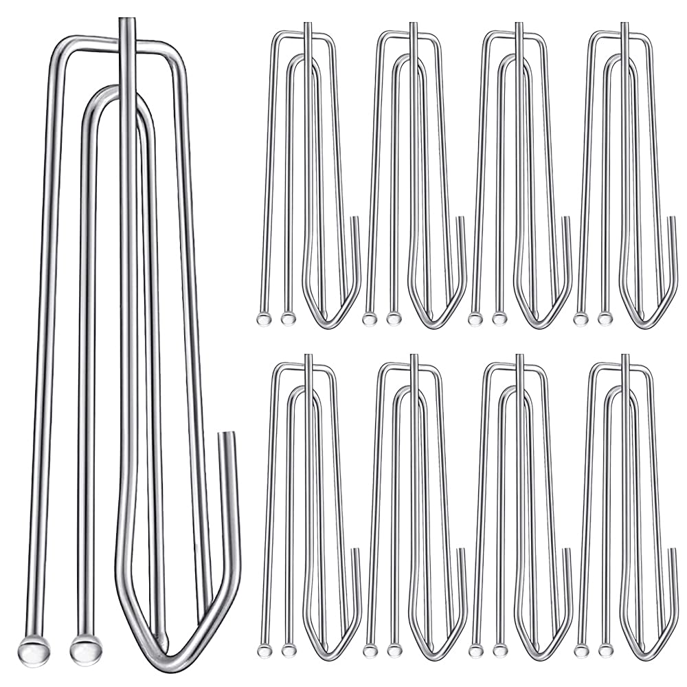 30PC Stainless Steel Curtain Pleat Hooks - 4 Prongs Pinch Pleat Hook Clips for Pleated Drapes & Traverse Rods | Heavy Duty Drapery Hangers for Window, Door & Bathroom Curtains | Perfect for Home, Office & Hotel Decor