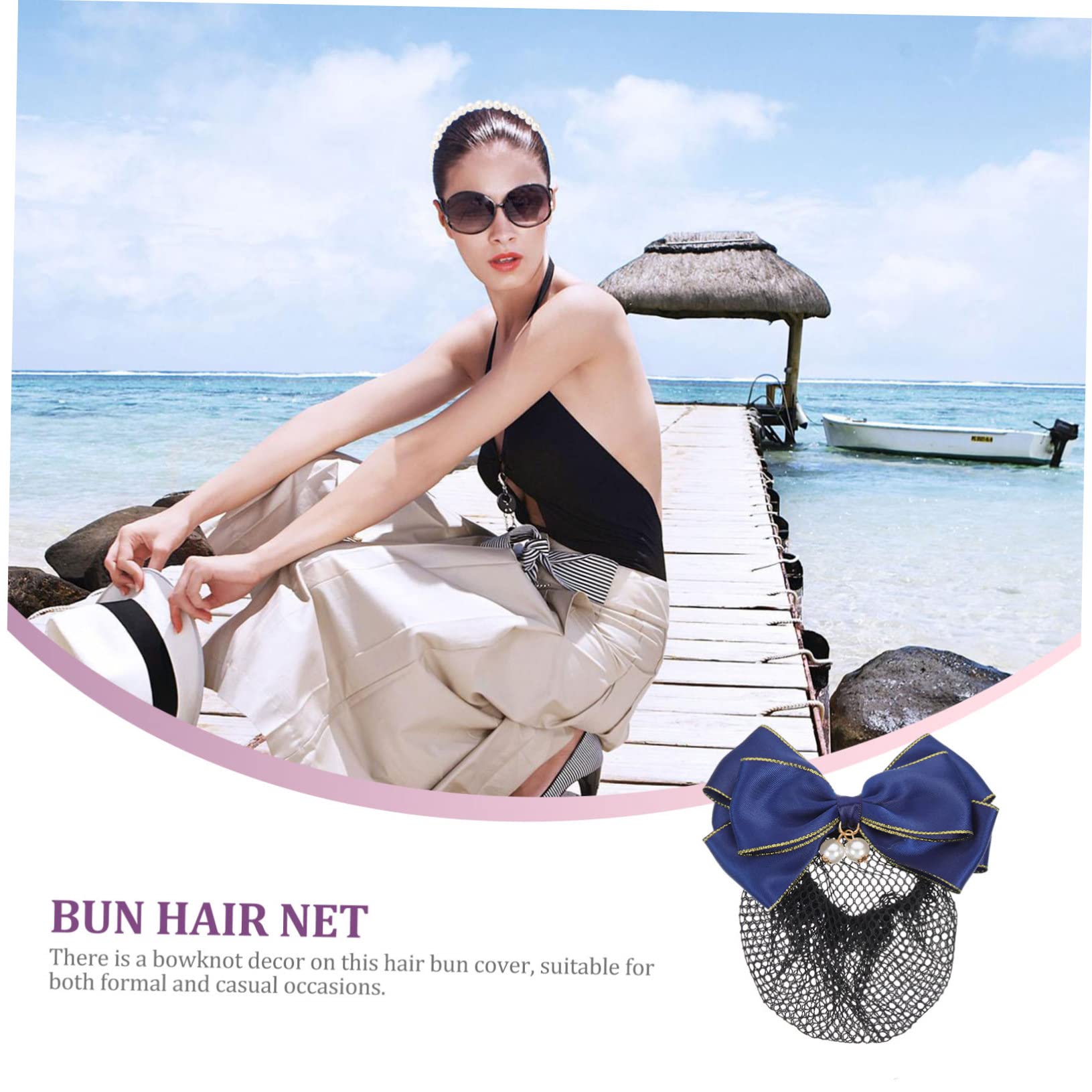 LALAFINA 5-Piece Hair Bun Net Set with Bow - Hairpins for Women, Stewardess, Ballet Dancers - Perfect for Professional Hairstyles, Ballet Performances & Formal Events