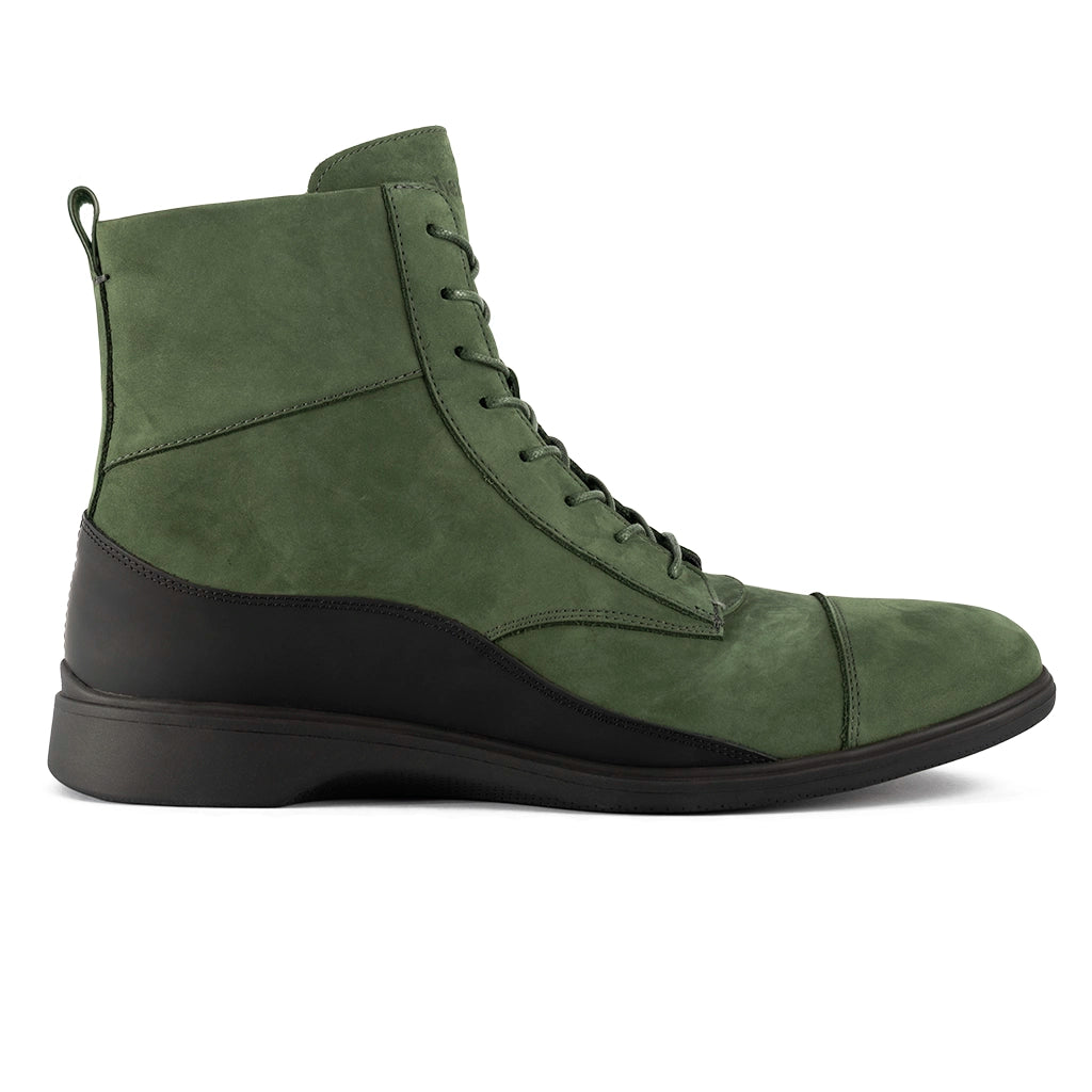 Men's Olive Leather Ankle Boots - Comfortable & Stylish Casual Shoes for Walking, Hiking & Outdoor Adventures