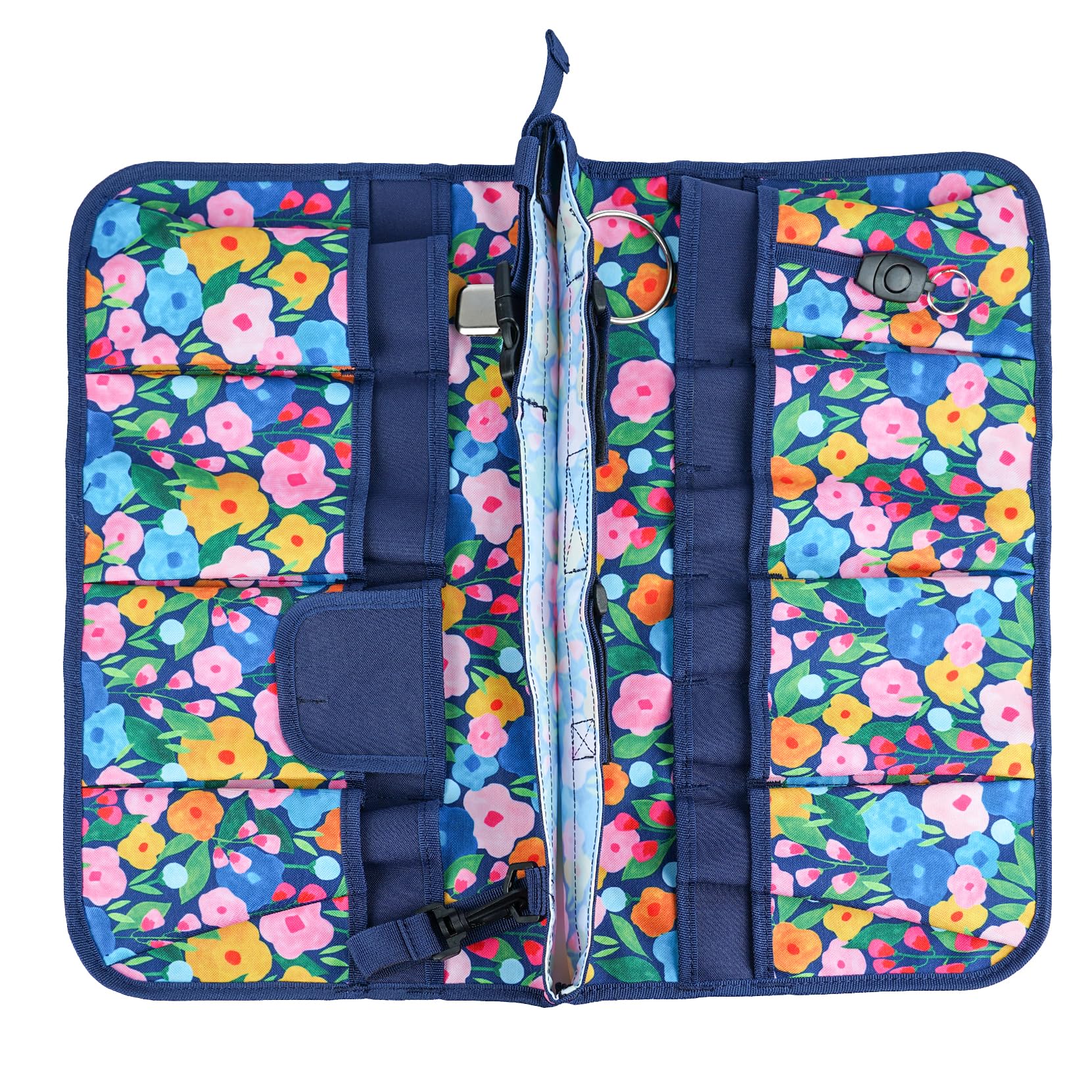 MELOTOUGH Bucket Organizer for Garden Tools - Fits 3.5 to 5 Gallon Buckets, Heavy Duty Tool Holder with Blue Flower Design - Perfect for Gardening, DIY Projects & Workshop Organization