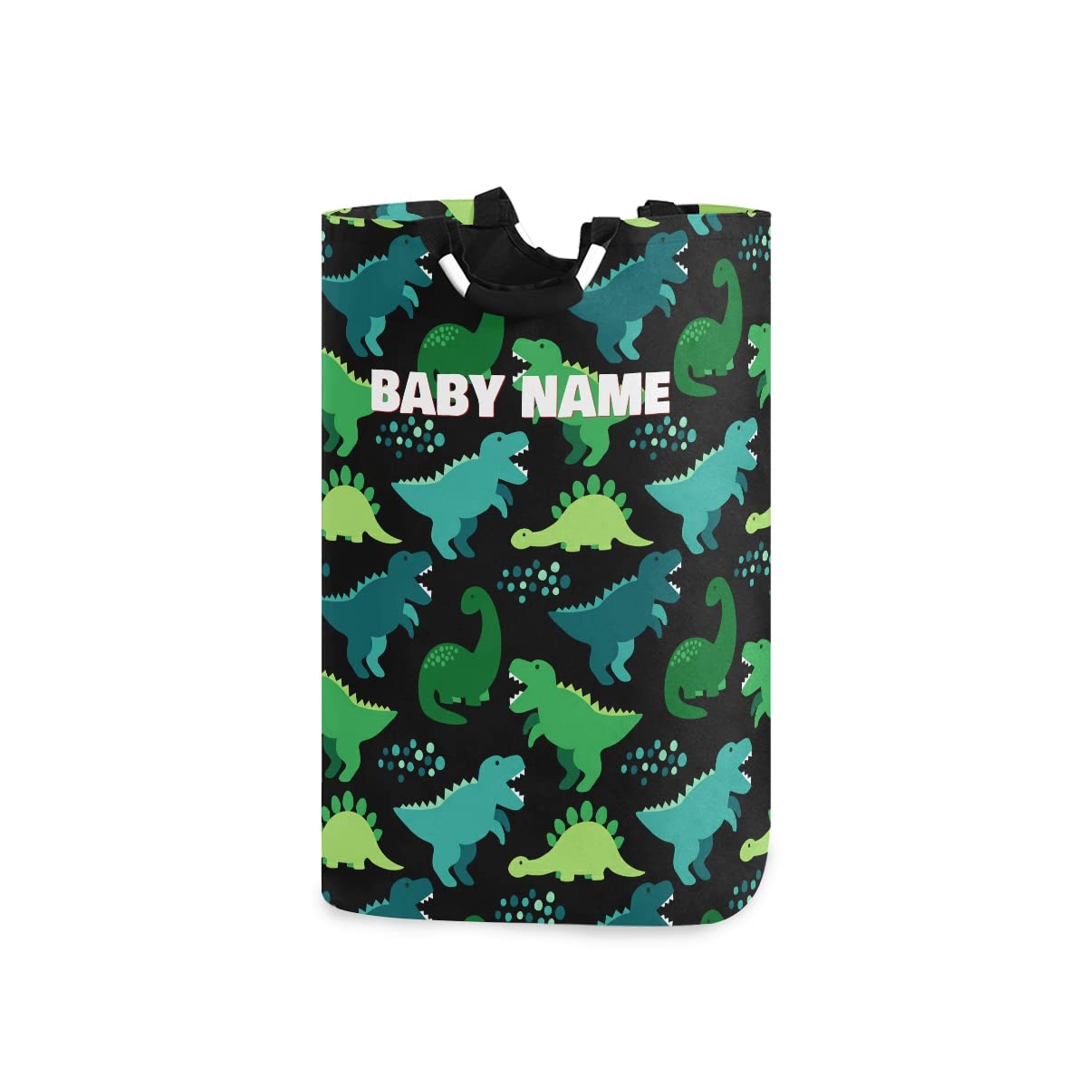 Personalized Baby Laundry Basket - Custom Name & Cute Dinosaur Design, Foldable Green Clothes Hamper for Boys & Girls | Perfect Nursery Organization & Baby Shower Gift
