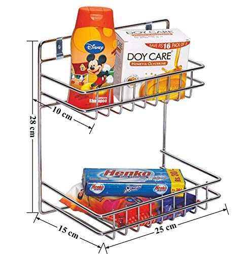 Stainless Steel Detergent Holder & Bin Organizer - Wall Mounted Bathroom Shelf for Under Sink Storage | Perfect for Laundry Room, Kitchen, Garage & Bathroom Organization (Chrome Finish)