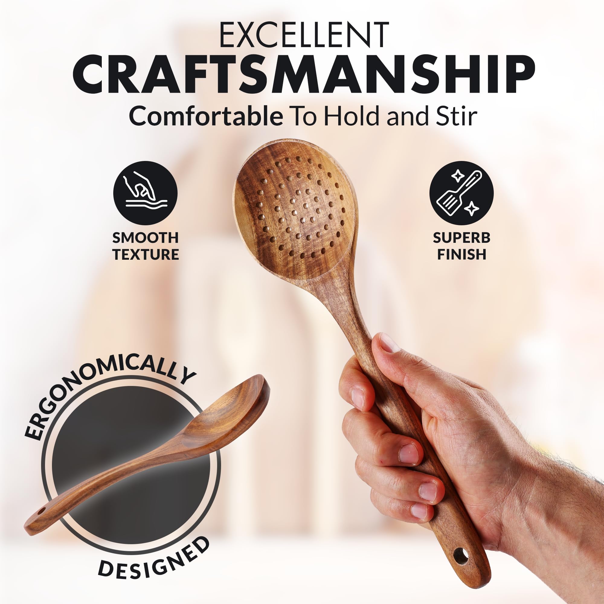 Premium 30-Piece Teak Wooden Kitchen Utensil Set with Gift Box - Natural Non-Stick Cooking Spoons & Tools - Ergonomic Grip for Comfortable Use - Perfect for Home Chefs, Wedding Gifts & Housewarming Presents