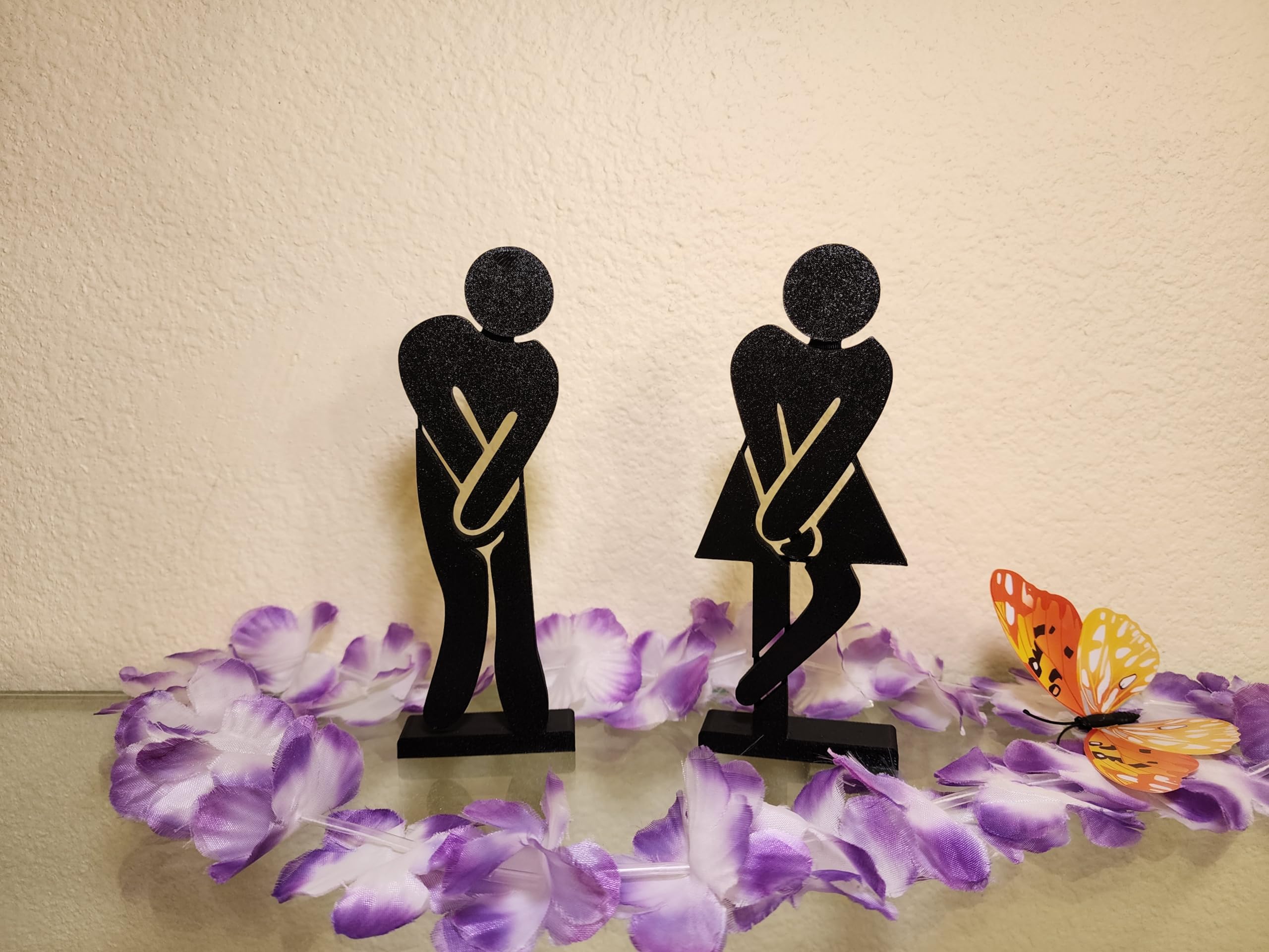 Funny 'Gotta Go' Bathroom Standing Figurine - Set of 2 Novelty Restroom Decor Signs for Toilet Humor & Bathroom Decor | Perfect for Home, Office, or Gift