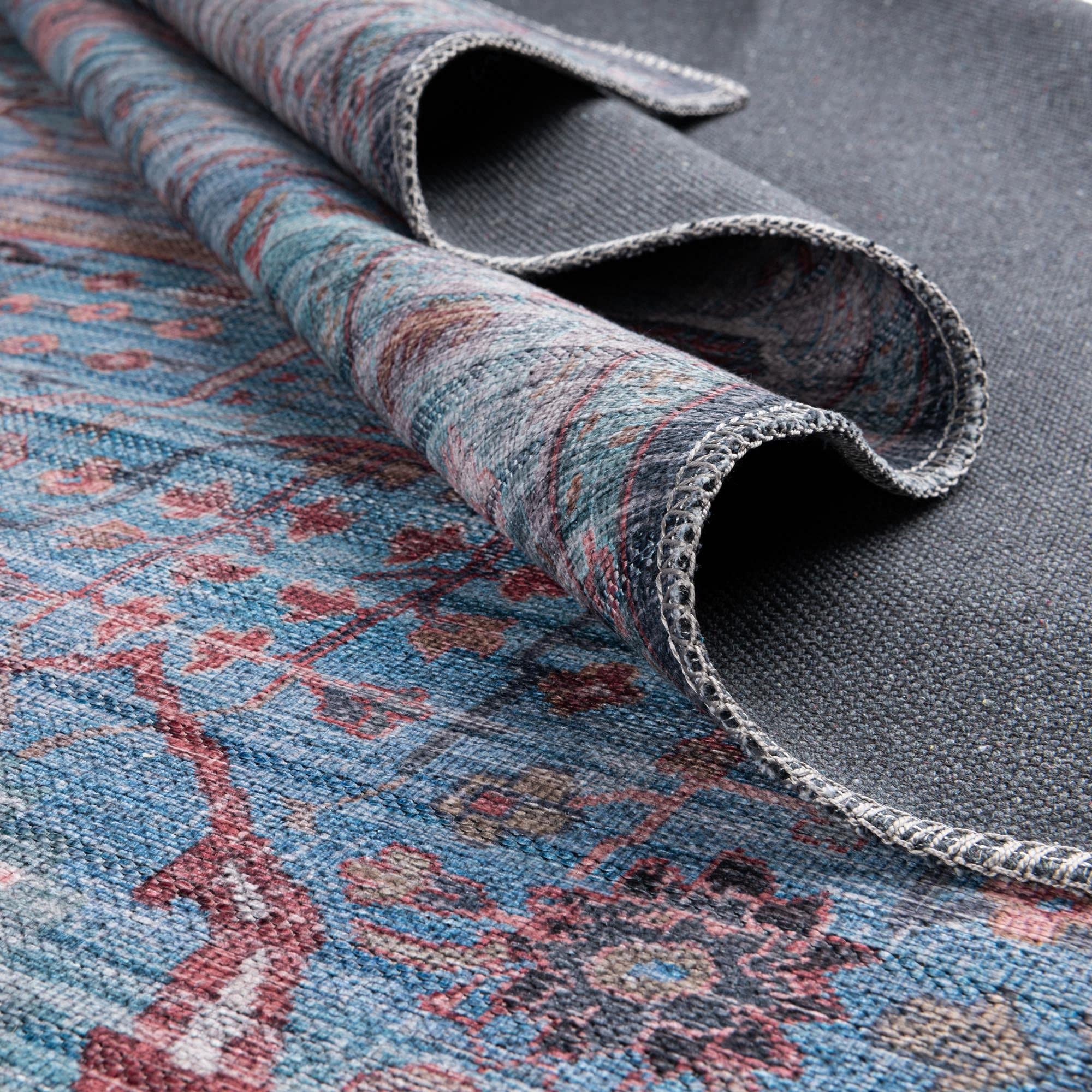 Washable Blue Low-Pile Rug 10' x 13' - Maahru Collection by Rugs.com | Soft & Durable for Living Rooms, Dining Rooms & Open Floor Plans | Perfect for High-Traffic Areas & Pet-Friendly Homes